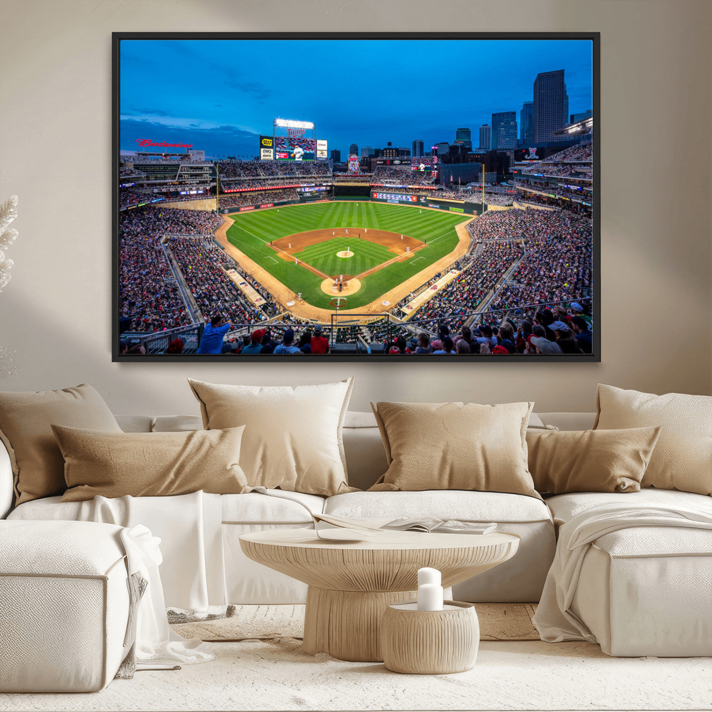 -Target Field Stadium Wall Art Canvas Print – Minnesota Twins Baseball Team Iconic Ballpark Scene for home, office