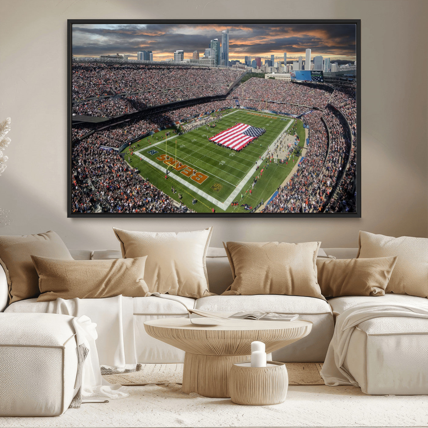 98106777-MGV-FC-36X24_Black-Chicago Bears Soldiers Field Wall Art Canvas Print – Framed Football Stadium Artwork for Home, Office, Living Room