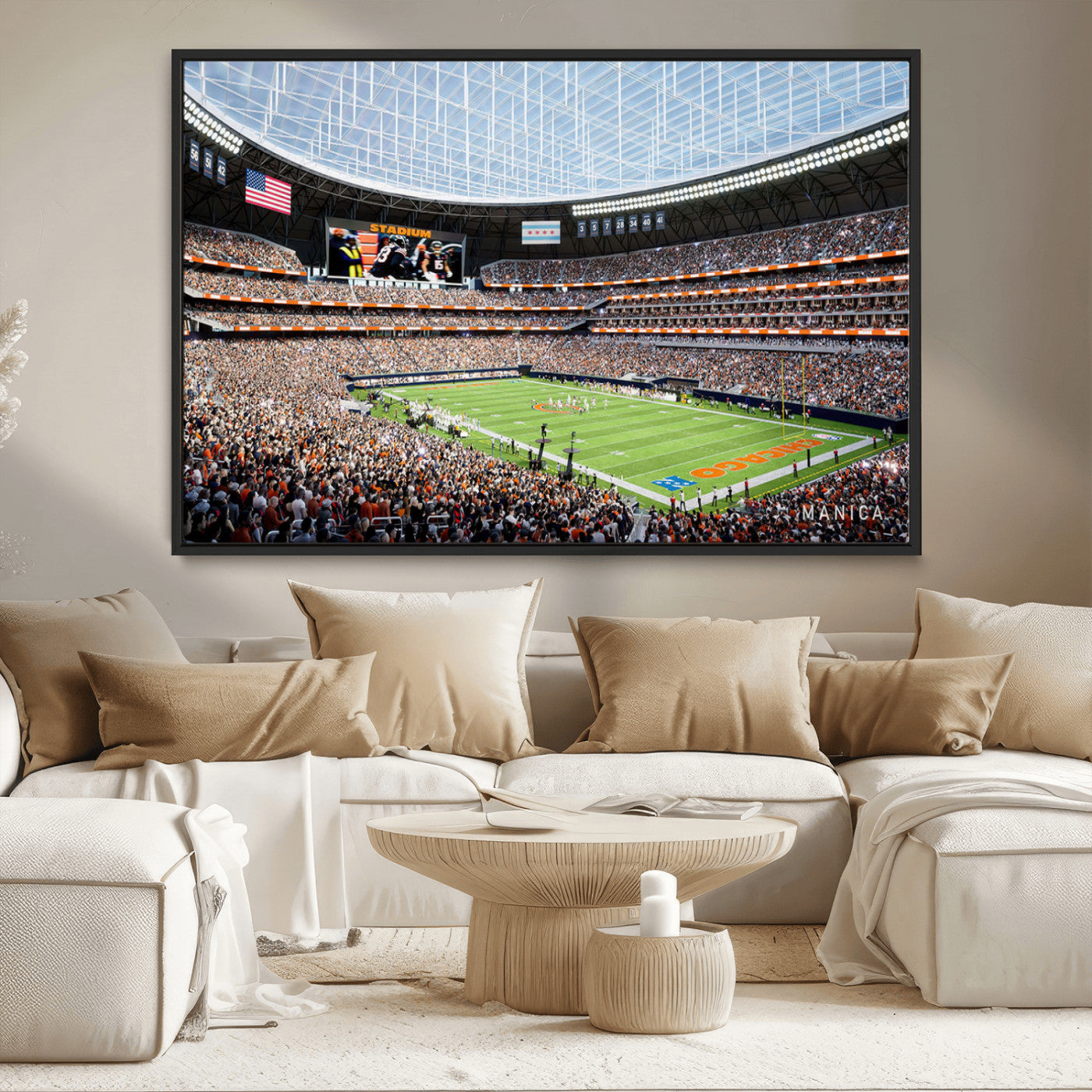 -Chicago Bears Soldiers Field Wall Art Canvas Print – Framed Football Stadium Artwork for Home, Office, Living Room