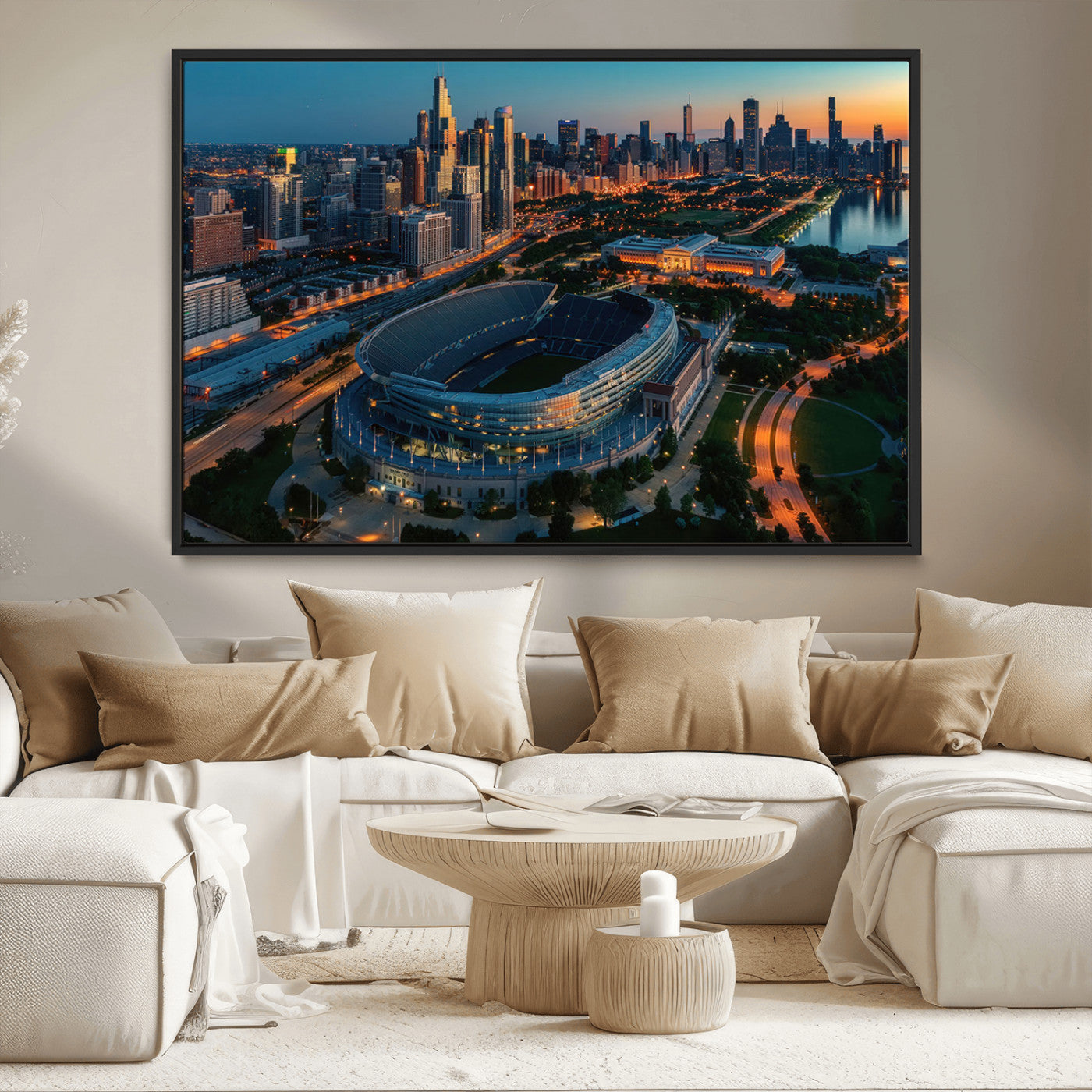 36690345-MGV-FC-36X24_Black-Chicago Bears Soldiers Field Wall Art Canvas Print – Framed Football Stadium Artwork for Home, Office, Living Room