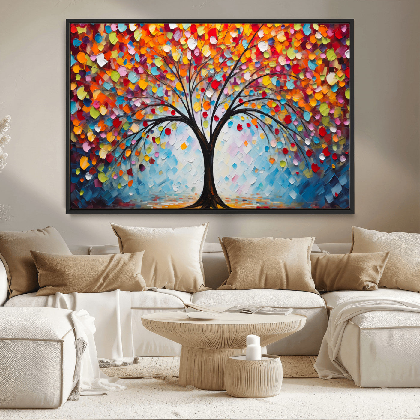 HS2447-MGV-CV-36X24-Vibrant Tree of Life Canvas Wall Art – Colorful Abstract Nature in Modern Decor - Ready to Hang