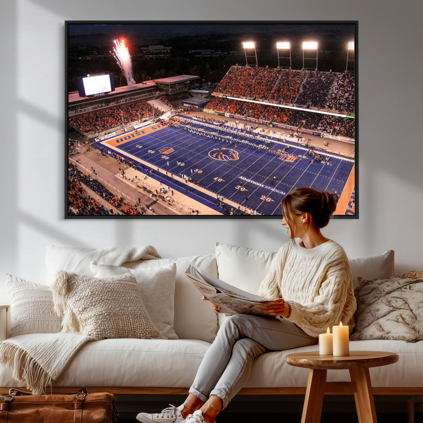 58849575-MGV-CV-36X24 - Boise State Stadium Large Wall Art Canvas Print for Living Room Office Wall Decor