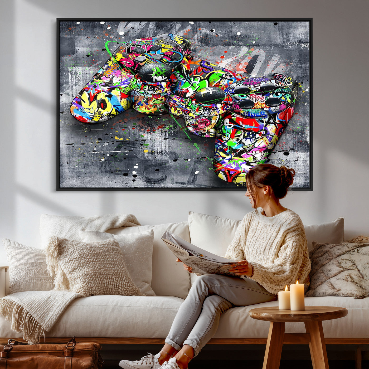 42929610-MGV-CV-36X24 - Graffiti Canvas Wall-Art For Bedroom - Gaming Wall Art For Teen Boys - Abstract Painting Pop Art Modern Home Wall Decor Ready to Hang