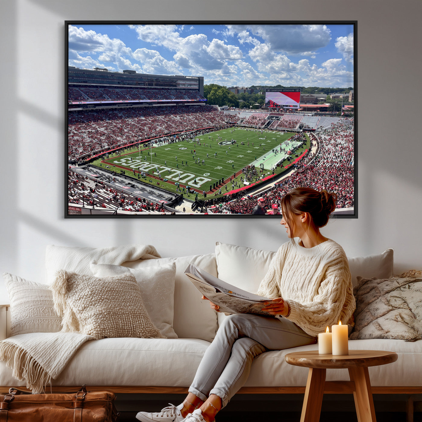 10665453-MGV-CV-36X24 - Georgia Bulldogs Stadium Wall Art Canvas Print, Sanford Stadium Football Field Panorama, College Football Game Day Wall Decor