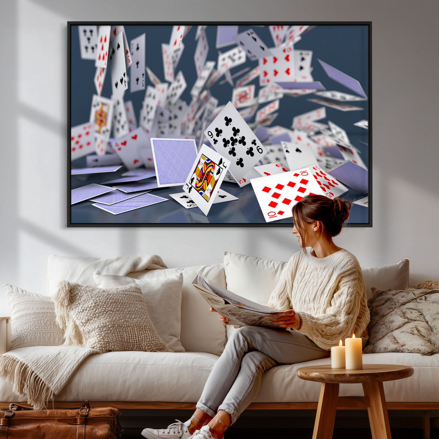 66392185-MGV-CV-36X24 - Playing Cards Canvas Wall Art | Casino Game Room Decor, Poker Decor Art