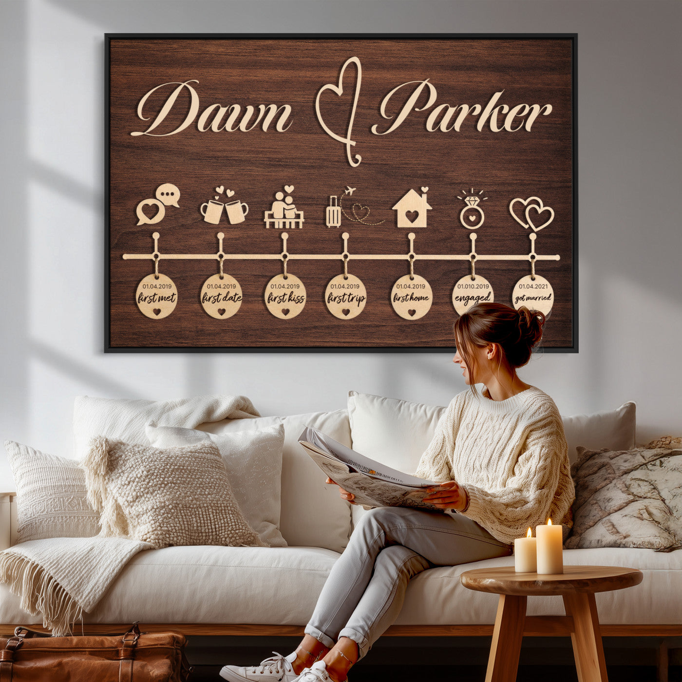 17885538-MGV-CV-36X24 - Wedding Guest Book Alternative Wall Art Canvas Print, Personalized Wedding Signature Poster, Custom Couple Photo Guestbook Canvas
