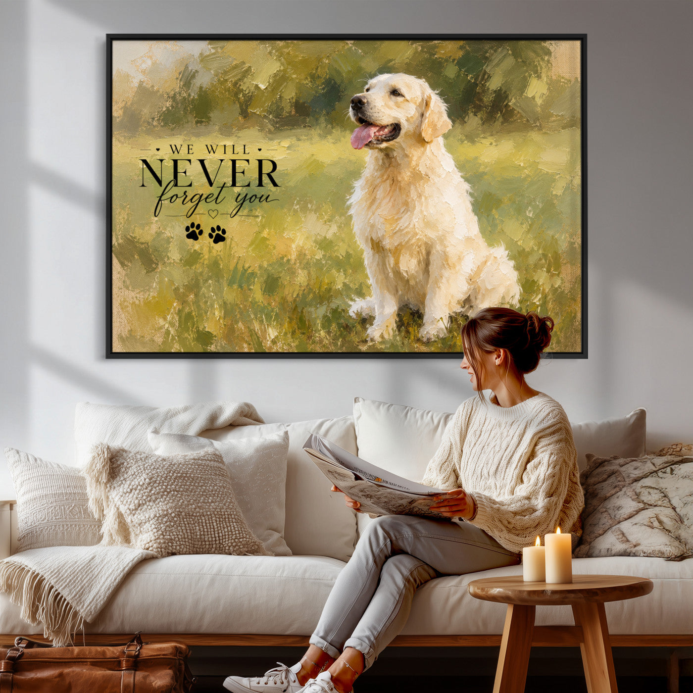 38460512P1-MGV-CV-36X24 - Oil Paint Style Pet Memorial Wall Art Canvas Print, Custom Dog Memorial Portrait, Personalized Angel Pet Loss Gift, Angel Wings Puppy Print