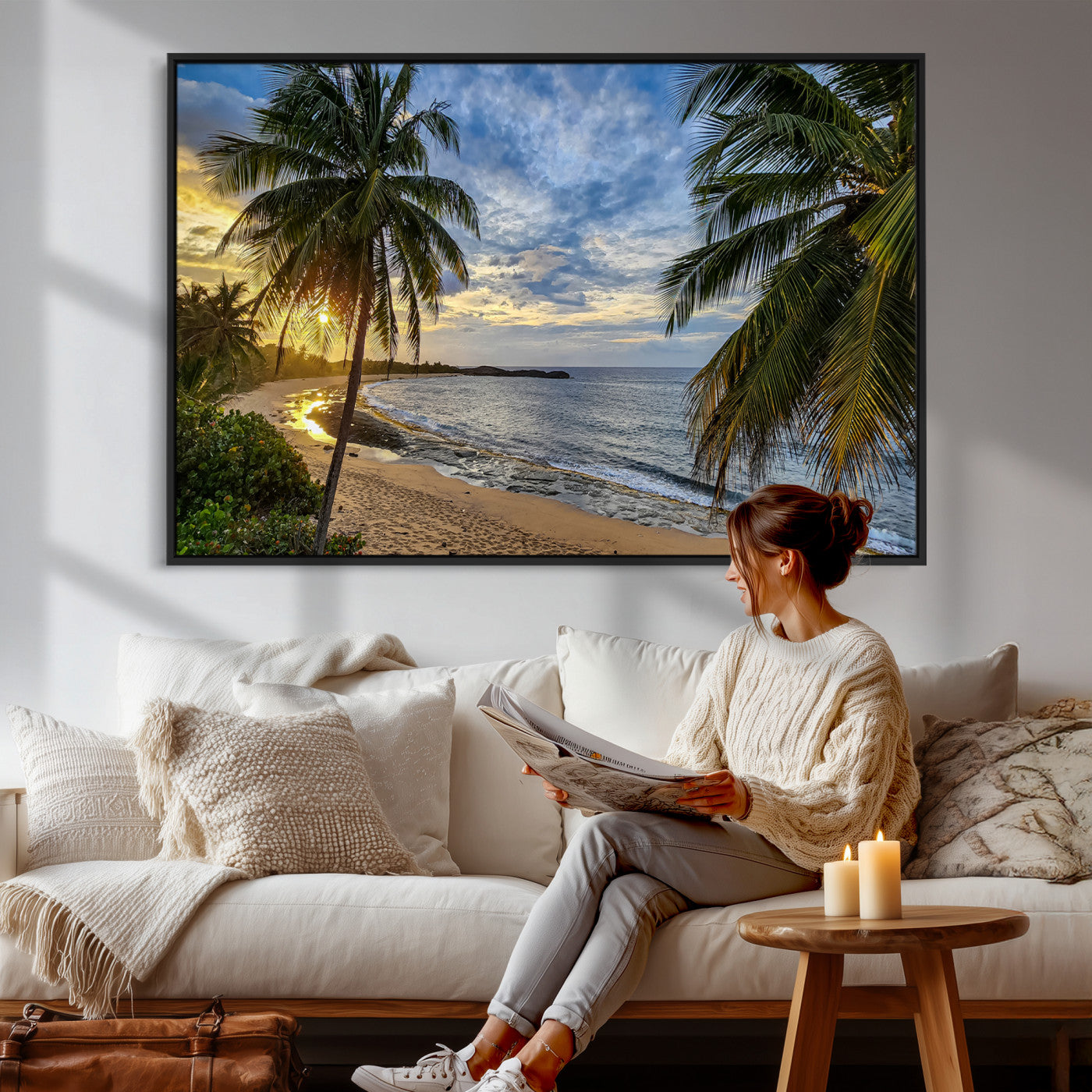 83399063-MGV-CV-36X24 - Puerto Rico Beach Paradise Wall Art – Tropical Coastal Print