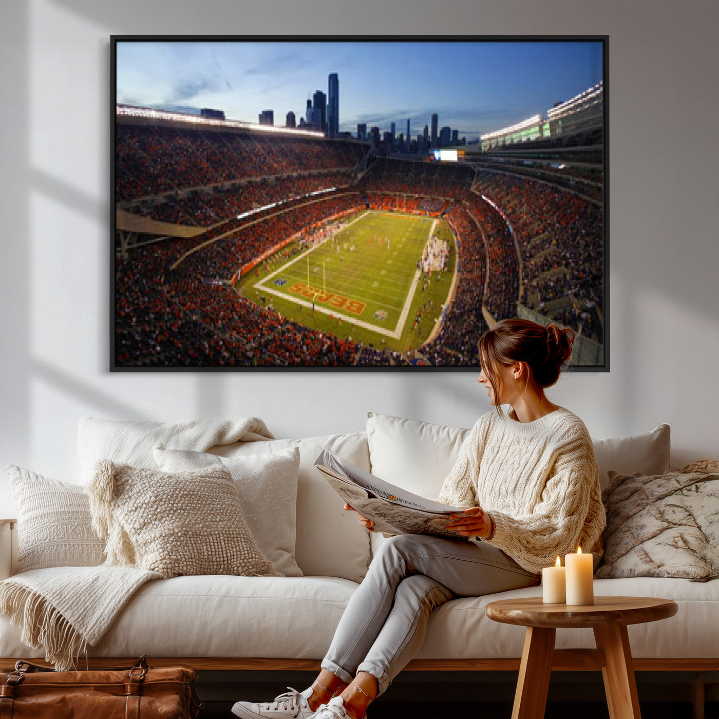 50691720-MGV-CV-36X24 - Chicago Bears Soldier Field Canvas Wall Art, NFL Stadium Panorama Print, Football Arena Photography for Sports Fans