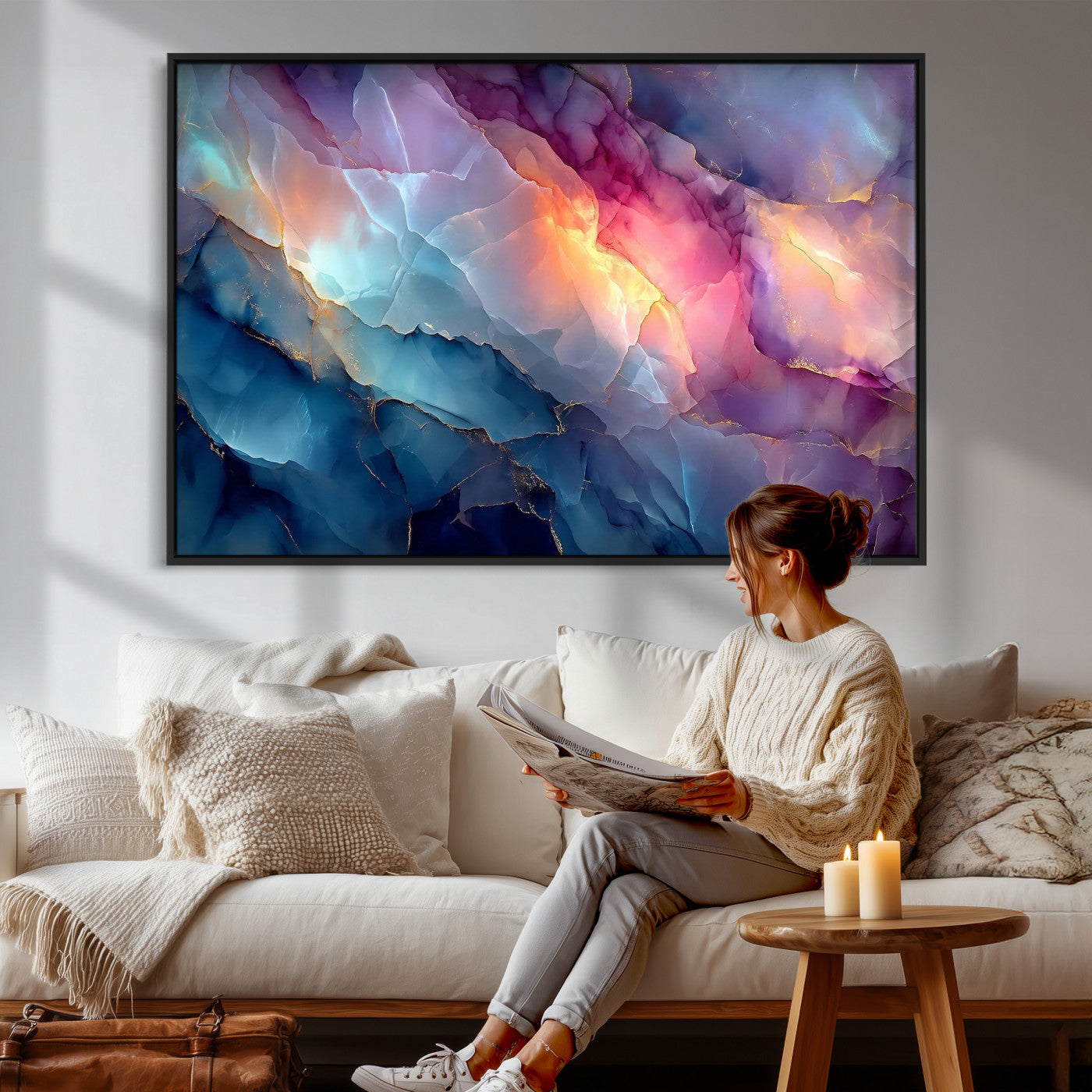 28163849-MGV-CV-36X24 - Colorful Abstract Canvas Wall Art Print, Vibrant Popup Color Art Print