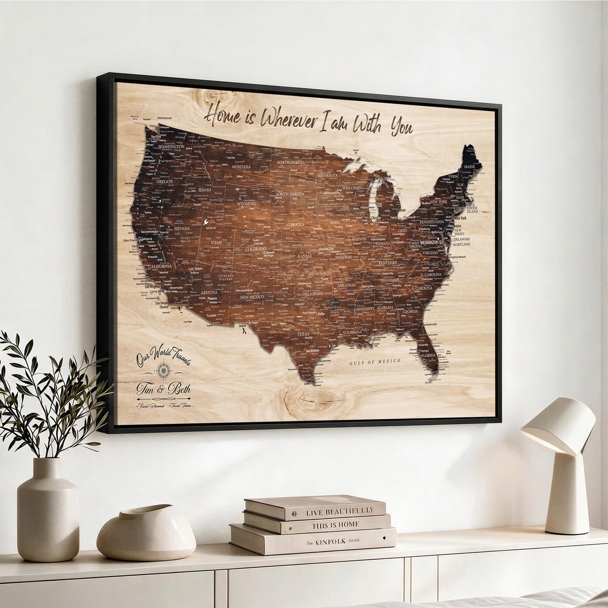 16274332-_Poster-30x20 - Personalized USA Push Pin Travel Map Canvas for Adventure Wall Decor