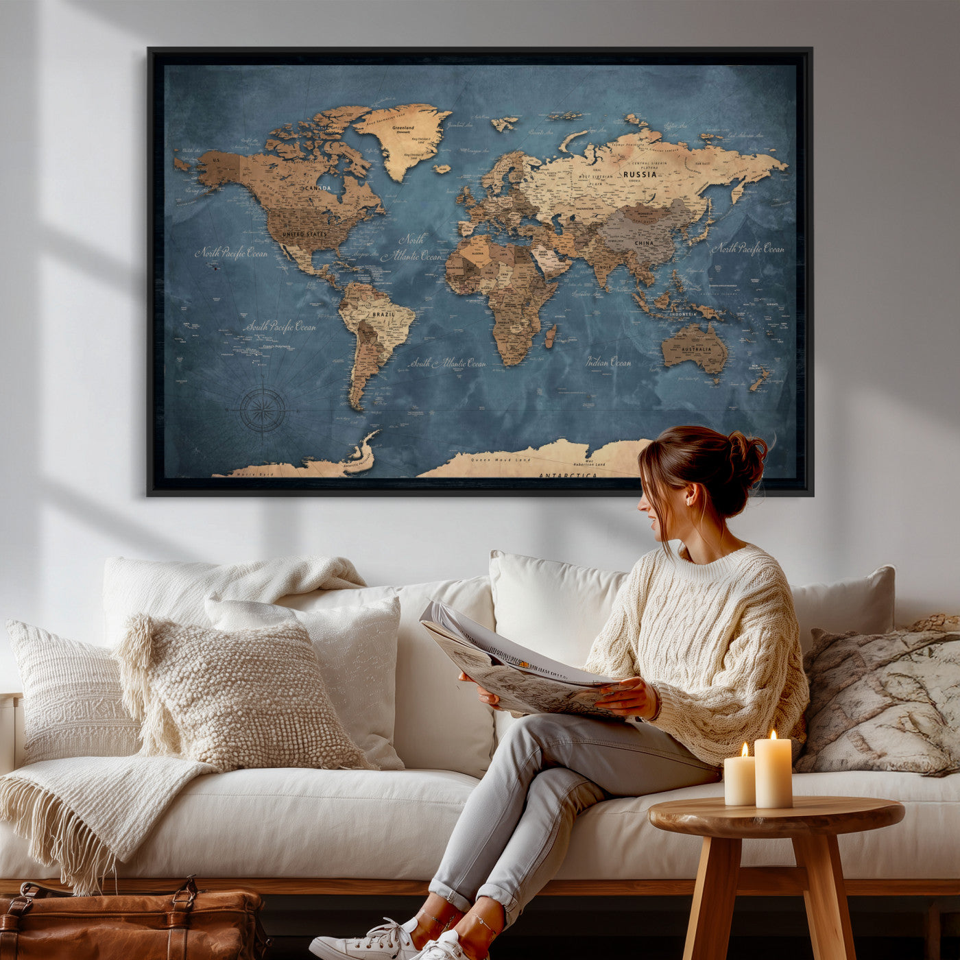 45826339-MGV-CV-36X24 - World Map Canvas Wall Art Canvas Print