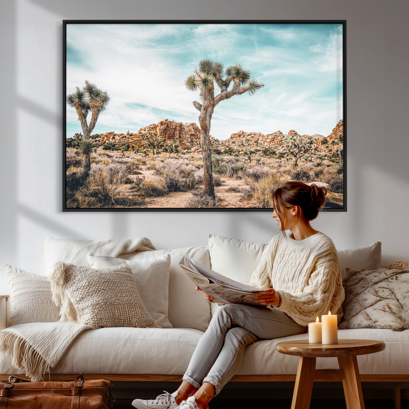 41451127-MGV-CV-36X24 - Joshua Tree National Park Canvas Wall Art Print, Desert Landscape Photography, Southwest Nature Decor - Ready to Hang
