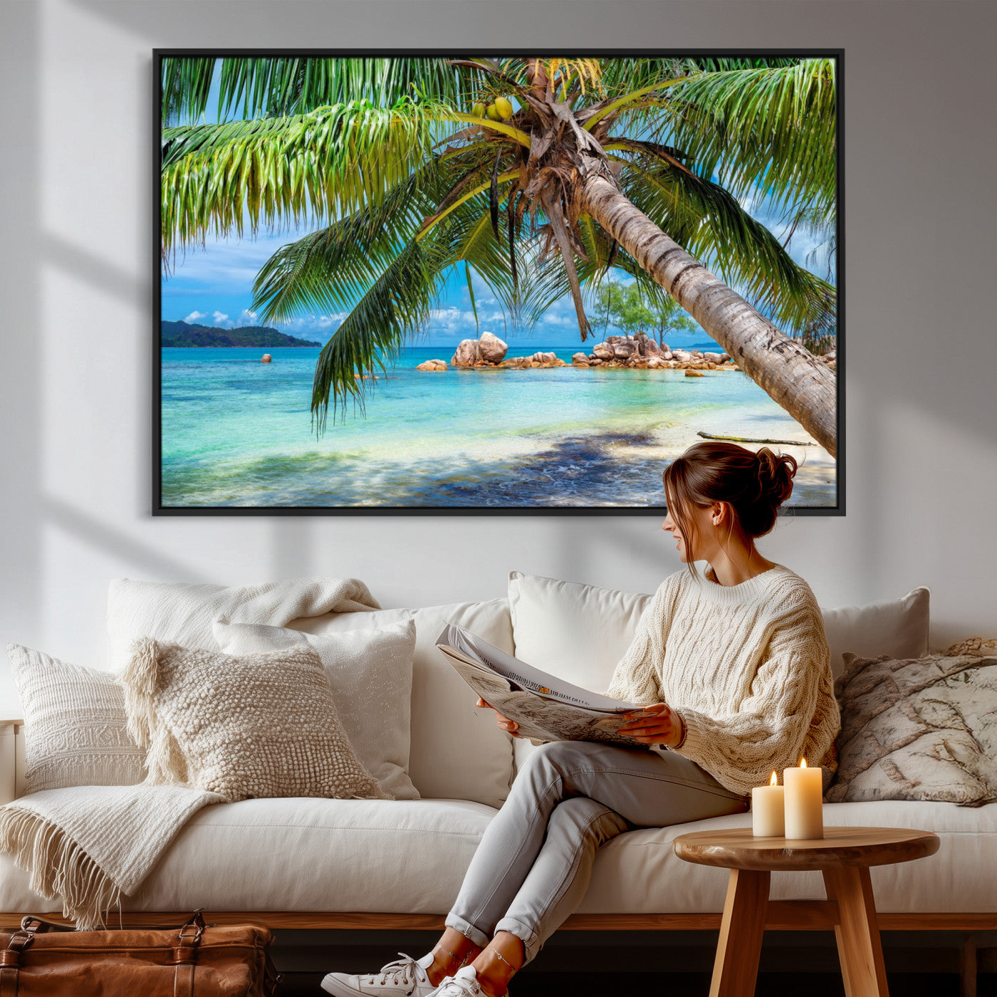 86824715-MGV-CV-36X24 - Seychelles Beach Canvas Wall Art - Anse Volbert Praslin Island Print