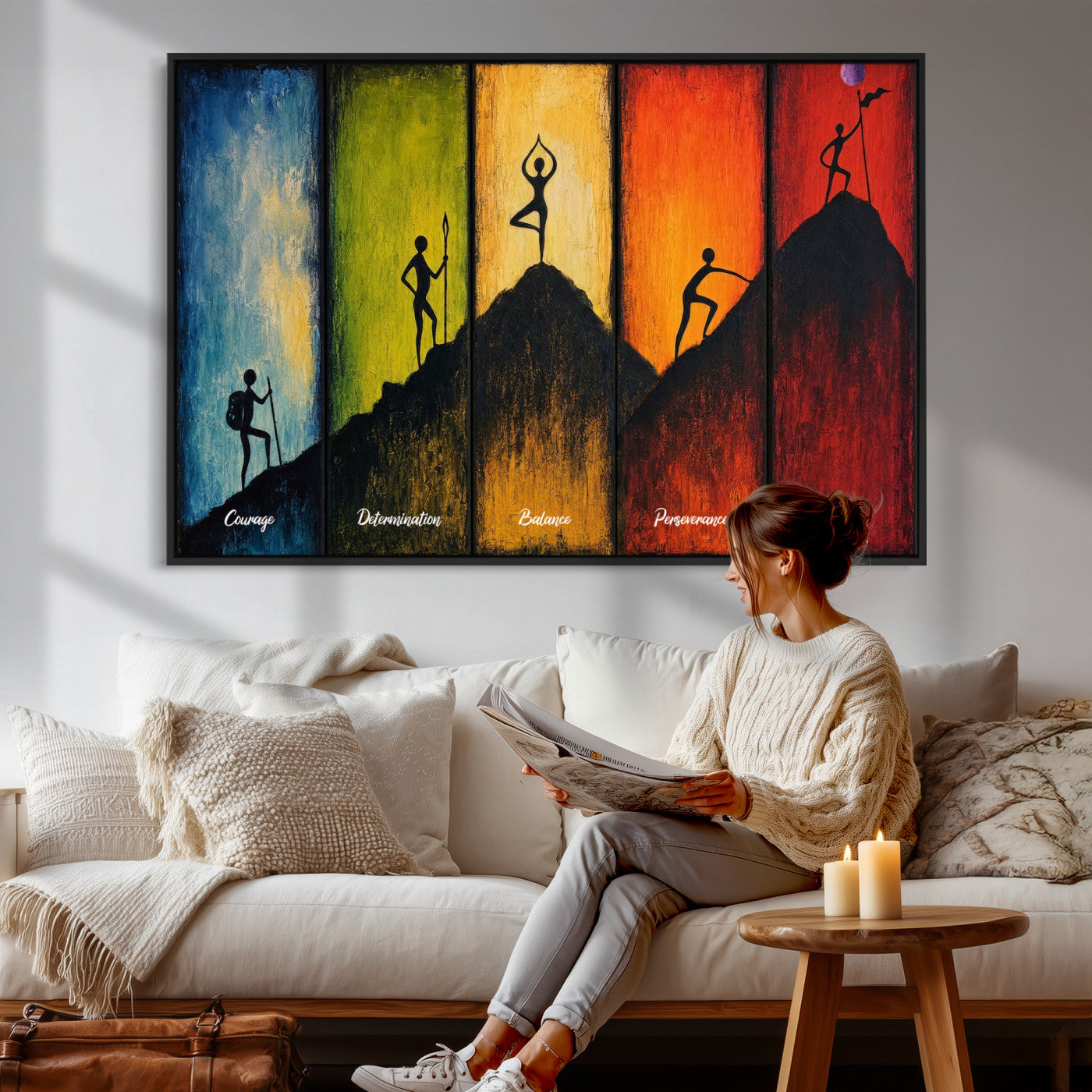 59418630-MGV-CV-36X24 - Success Journey Courage to Victory Wall Art Canvas Print - Motivational Office Decor
