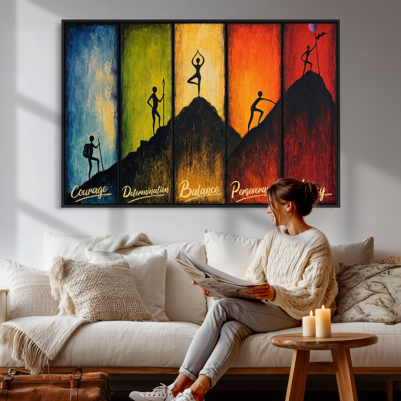 59418630-MGV-CV-36X24 - Success Journey Courage to Victory Wall Art Canvas Print - Motivational Office Decor