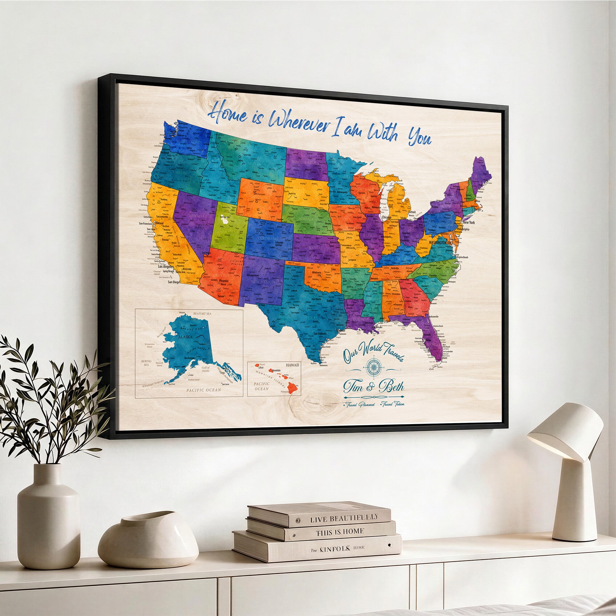 588510355-MGV-CV-36X24 - Personalized USA Push Pin Travel Map – Custom United States Map Wall Art