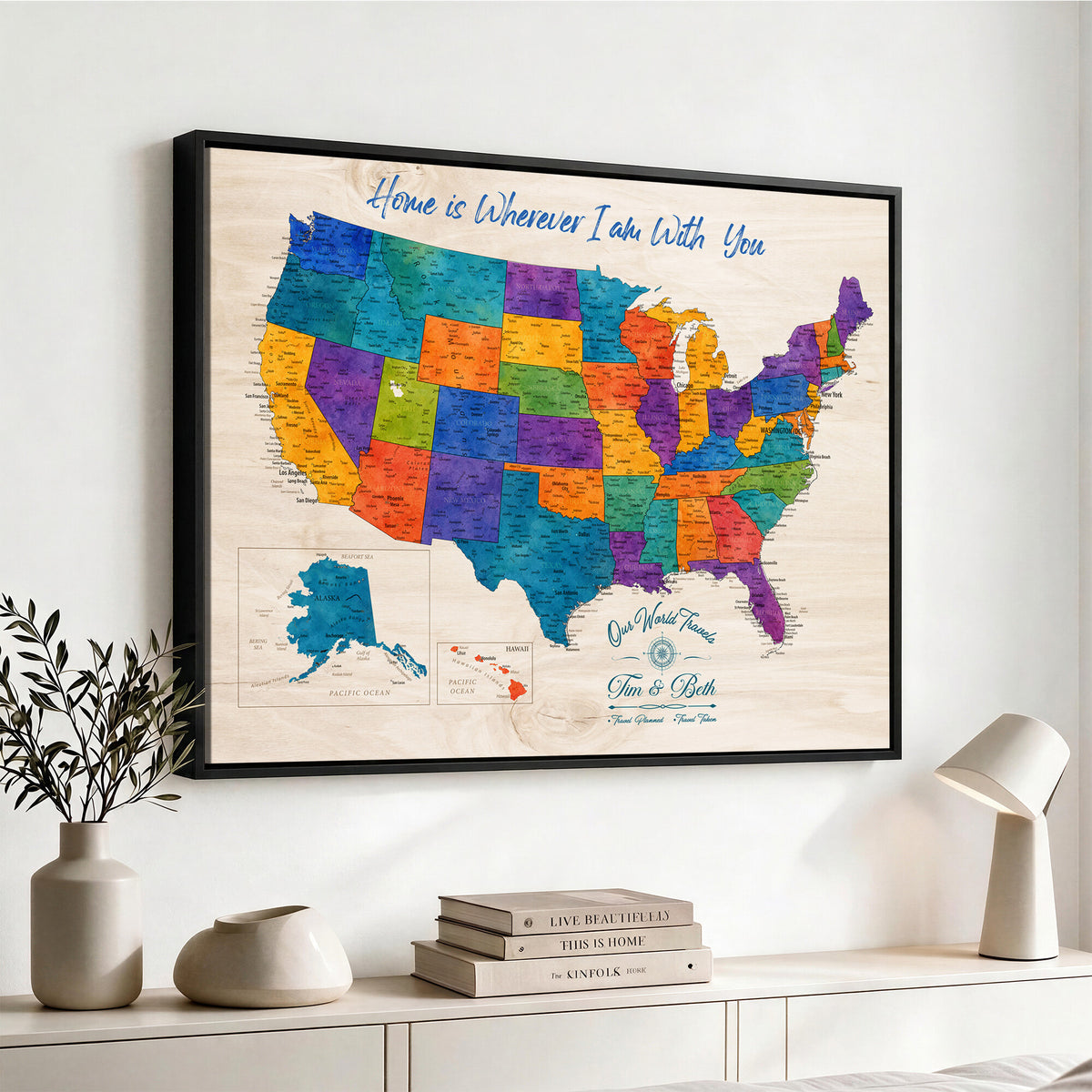 588510355-MGV-CV-36X24 - Personalized USA Push Pin Travel Map – Custom United States Map Wall Art