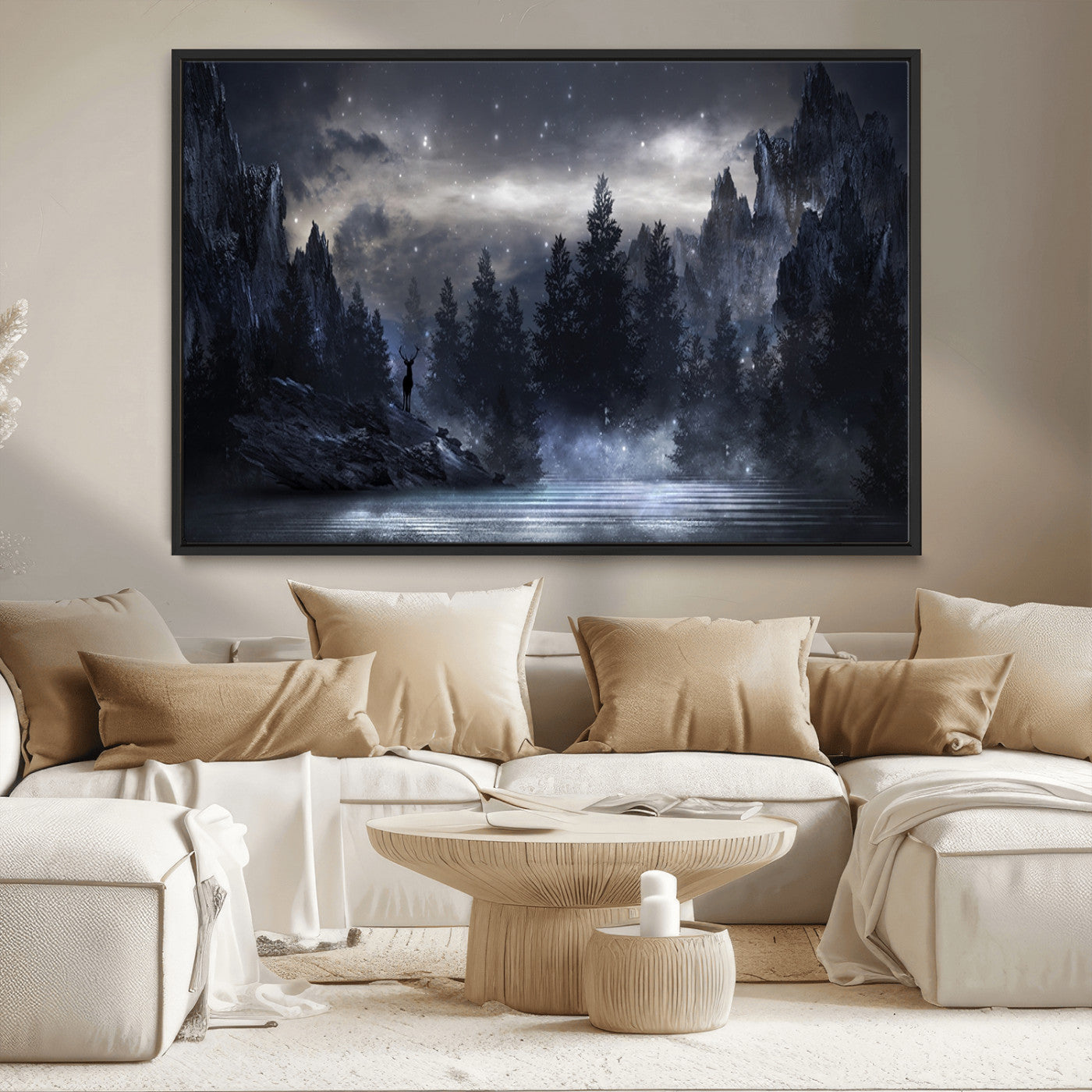 55385-MGV-CV-36X24-Night Landscape and Trees Wall Art Canvas Print