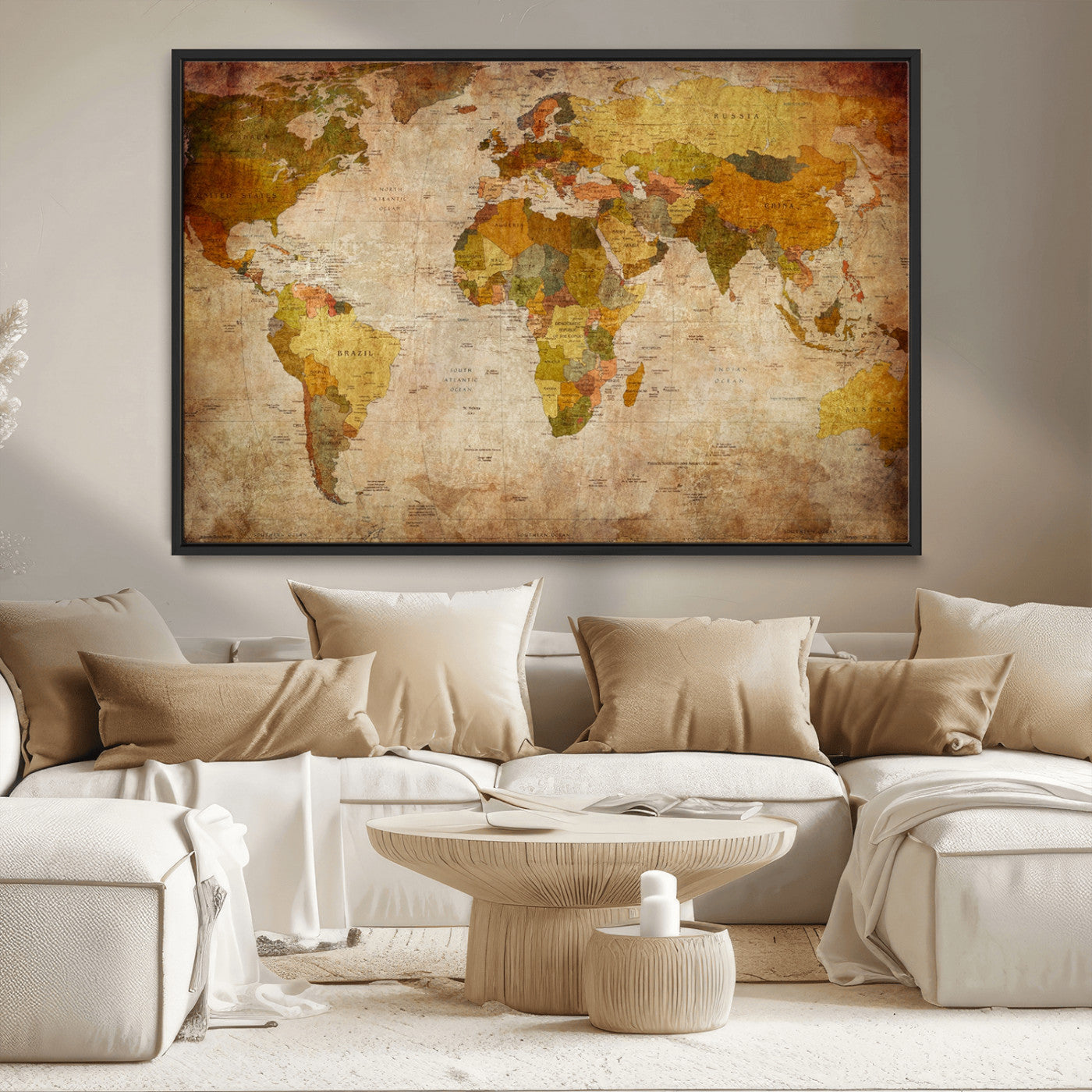 73515-MGV-FC-36X24_Black-Push Pin World Map Canvas Print – Travel Tracker Wall Art for Couples, Perfect Anniversary Gift for Home or Office Decor