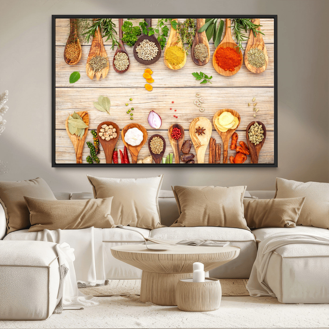 -Kitchen Spice on the Table Wall Art, Kitchen Spice Wall Art Canvas Print
