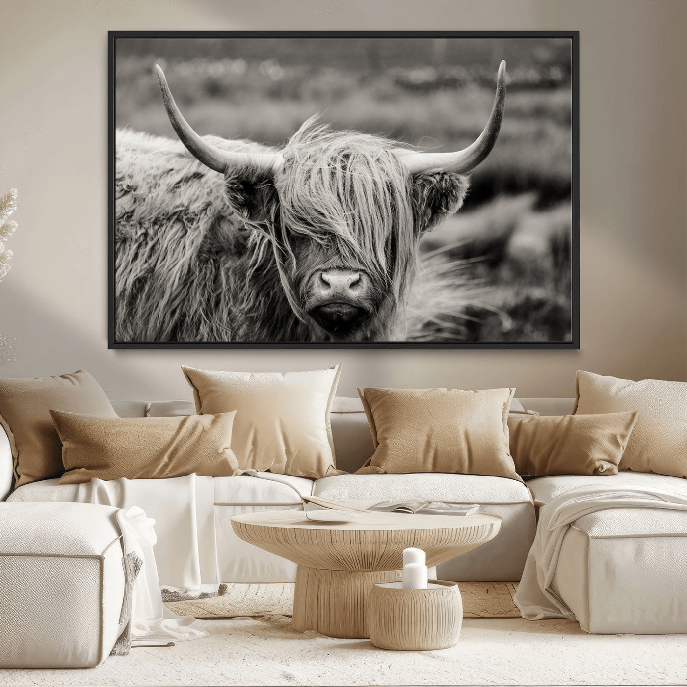 67365-MGV-FC-36X24_Black-Cow Focus Canvas Wall Art Print