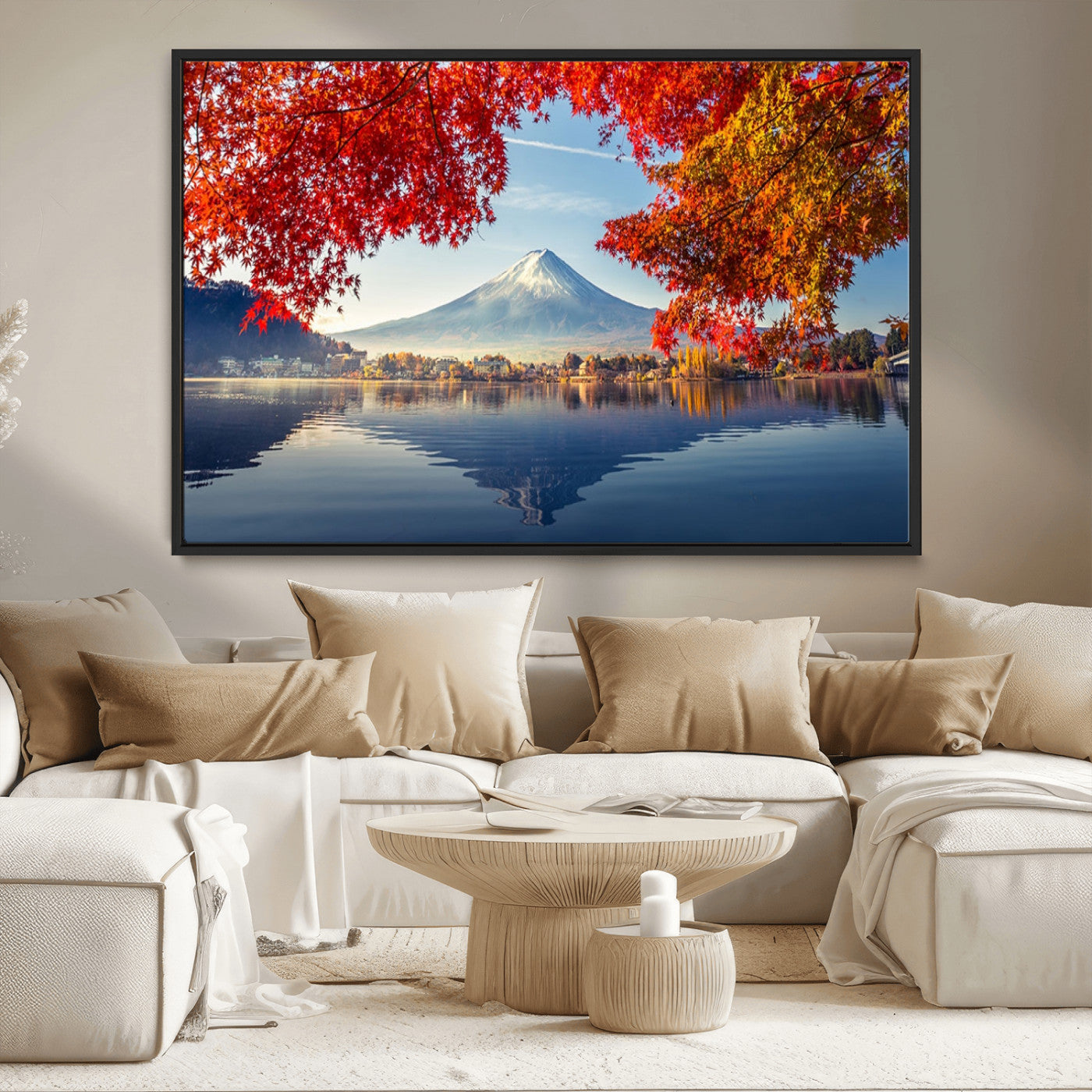 26428-MGV-FC-36X24_Black-Mount Fuji Canvas Wall Art Japan Autumn Mountain Canvas Print Wall Art