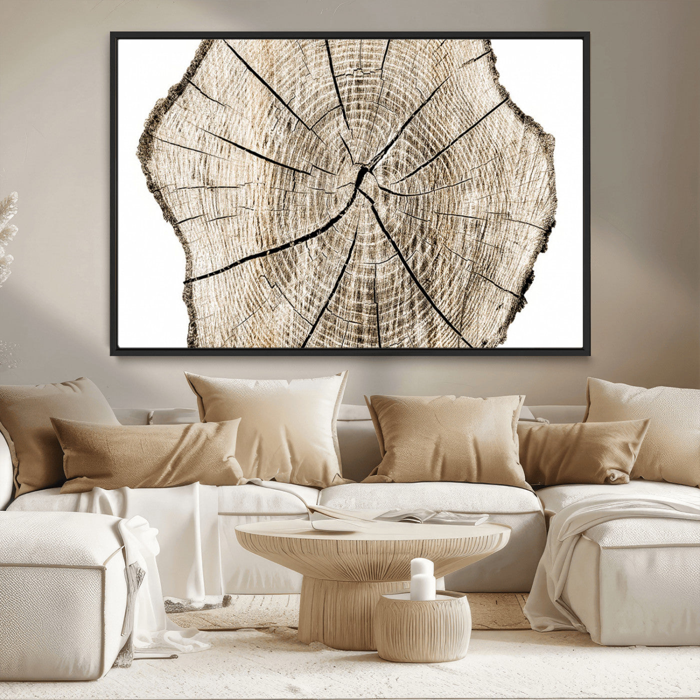 12450-MGV-CV-36X24-Abstract Wood Tree Ring Wall Art - Ready to Hang Minimalist Wooden Design for Rustic & Contemporary