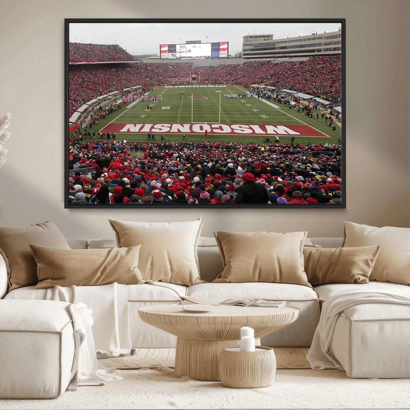 23461-MGV-CV-36X24-Wisconsin Badgers Team Print Canvas - Madison Camp Randall Stadium Wall Art Canvas Print