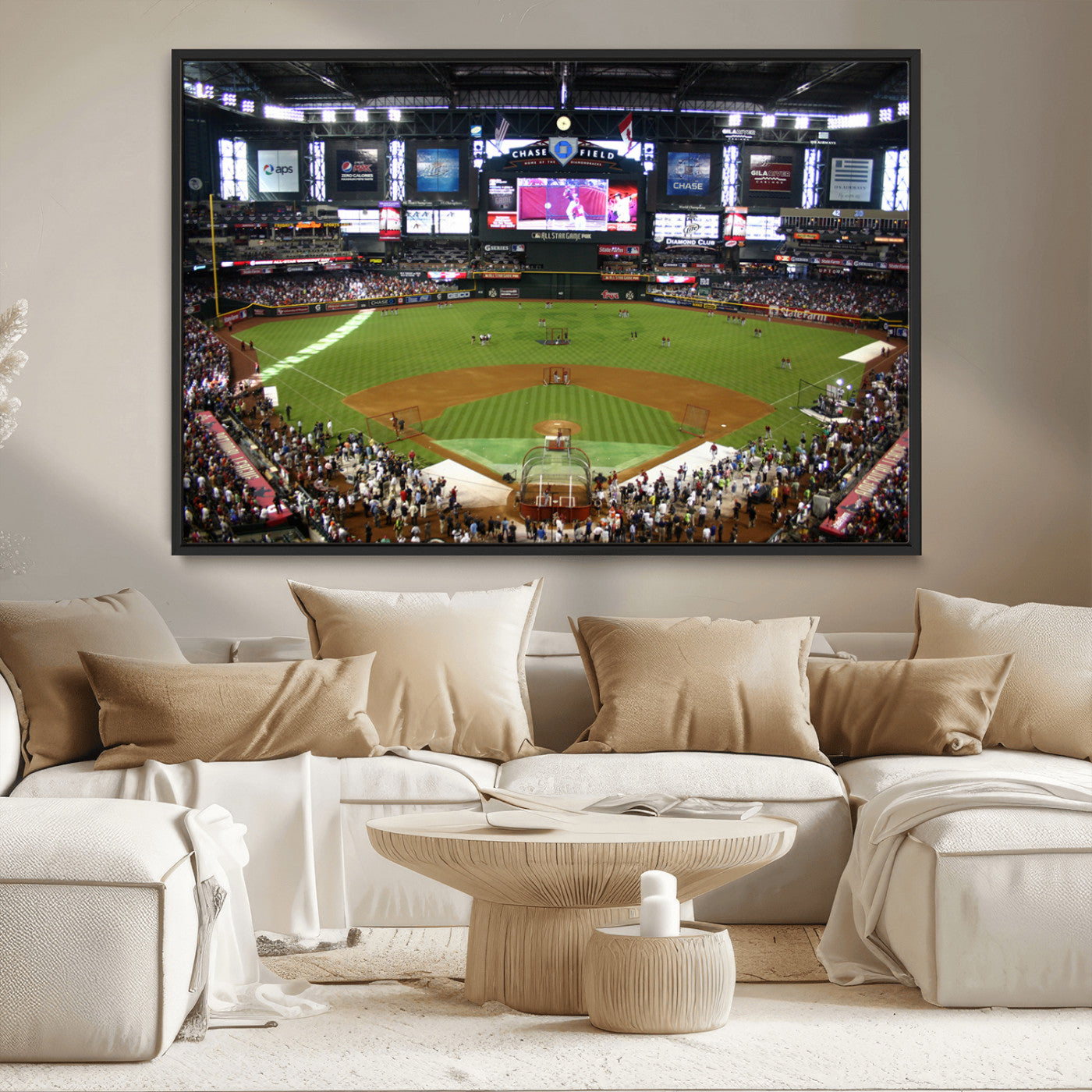 91630-MGV-CV-36X24-Arizona Diamondbacks Baseball Team Print - Phoenix Chase Field Baseball Stadium Wall Art Canvas