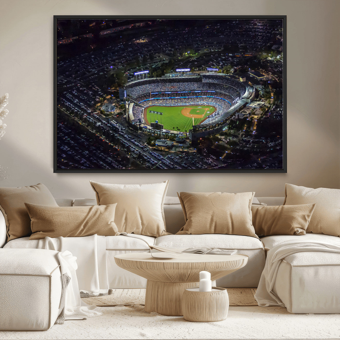 20932-MGV-CV-36X24-Los Angeles Dodgers Dodger Stadium Wall Art Canvas Print - MLB Baseball Stadium
