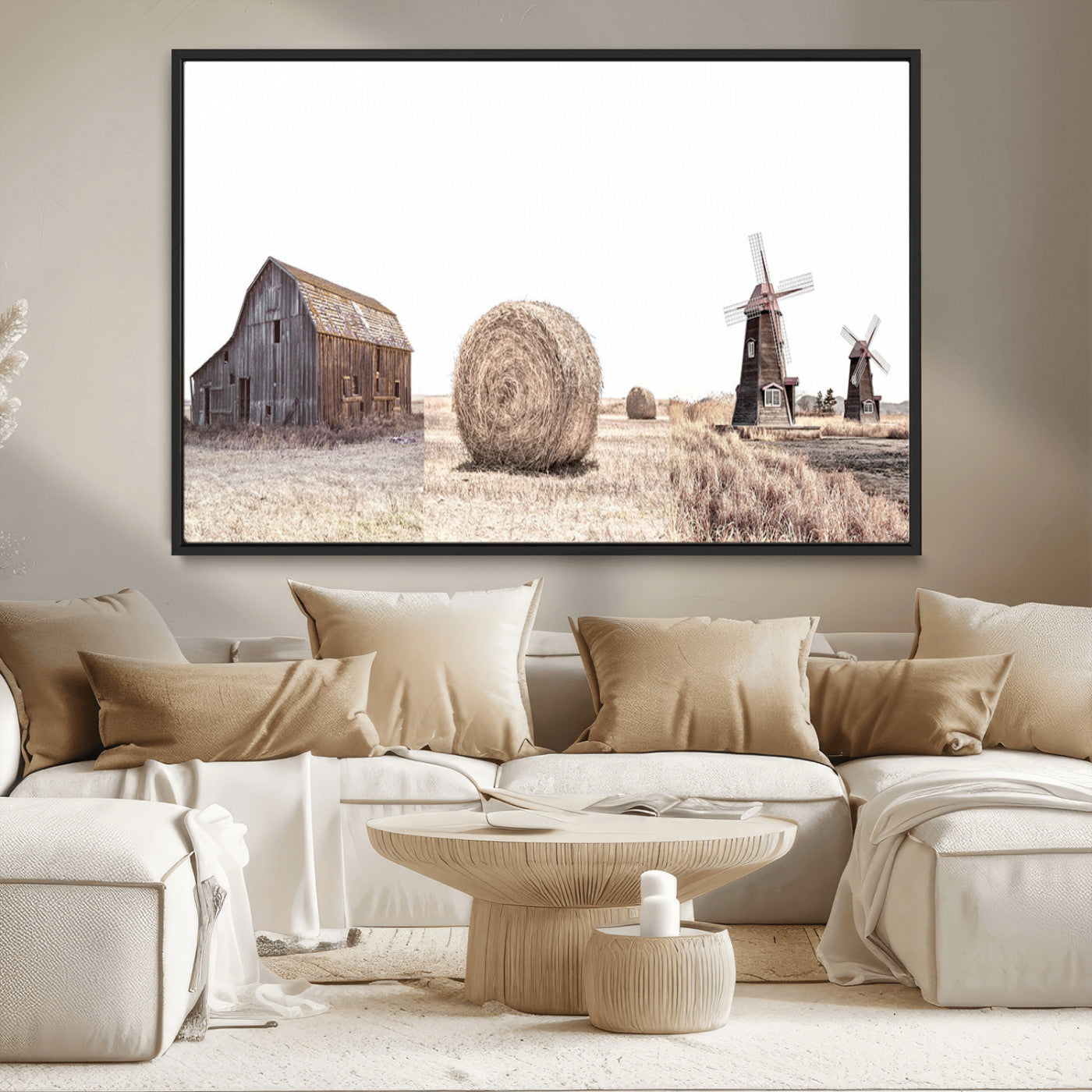 94971-MGV-CV-36X24-Farm Prints Set, Set of 3 Farmhouse Wall Art, Country House Decor, Barn Print, Wheat Print,