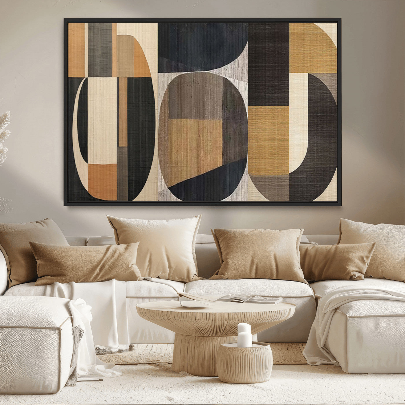 84035-MGV-CV-36X24-Modern Brown Wabi Sabi Wall Art Canvas Print Set – Framed Minimalist Abstract Artwork for Home, Office Decor