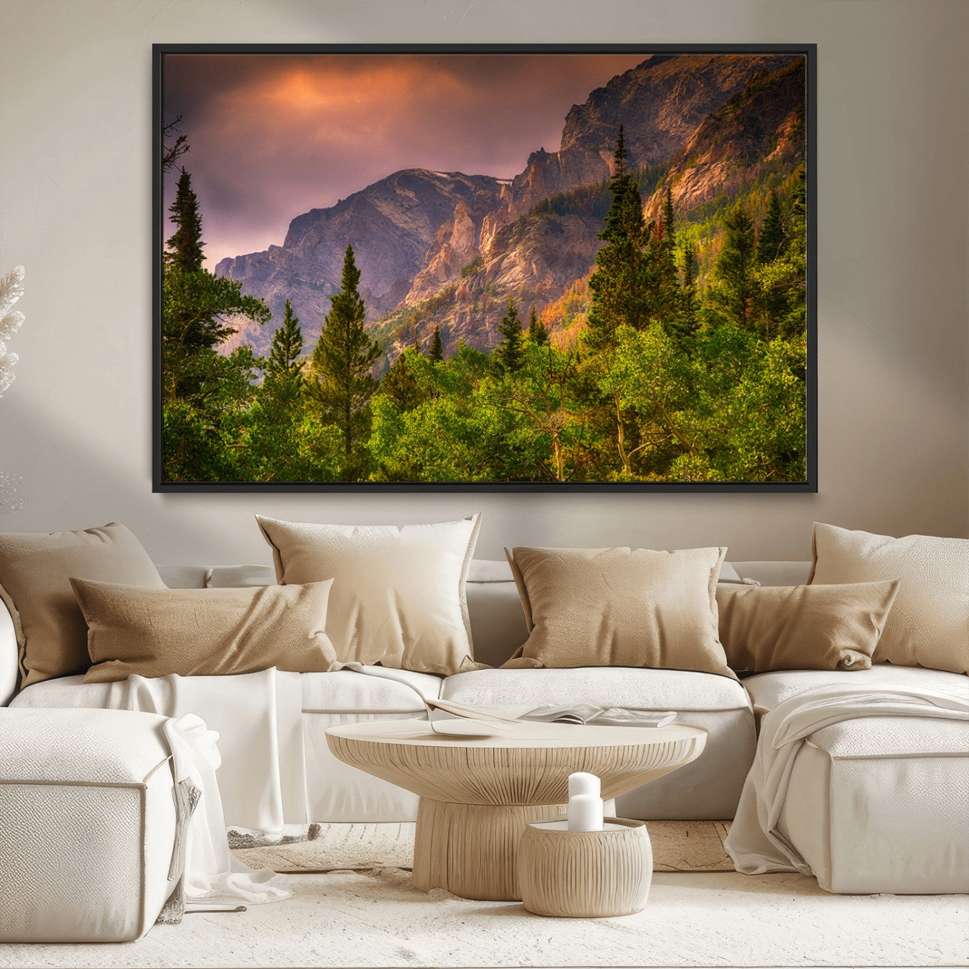 -Colorado Rockies Mountains Wall Art Canvas Print | Ready to Hang Framed Mountain Landscape