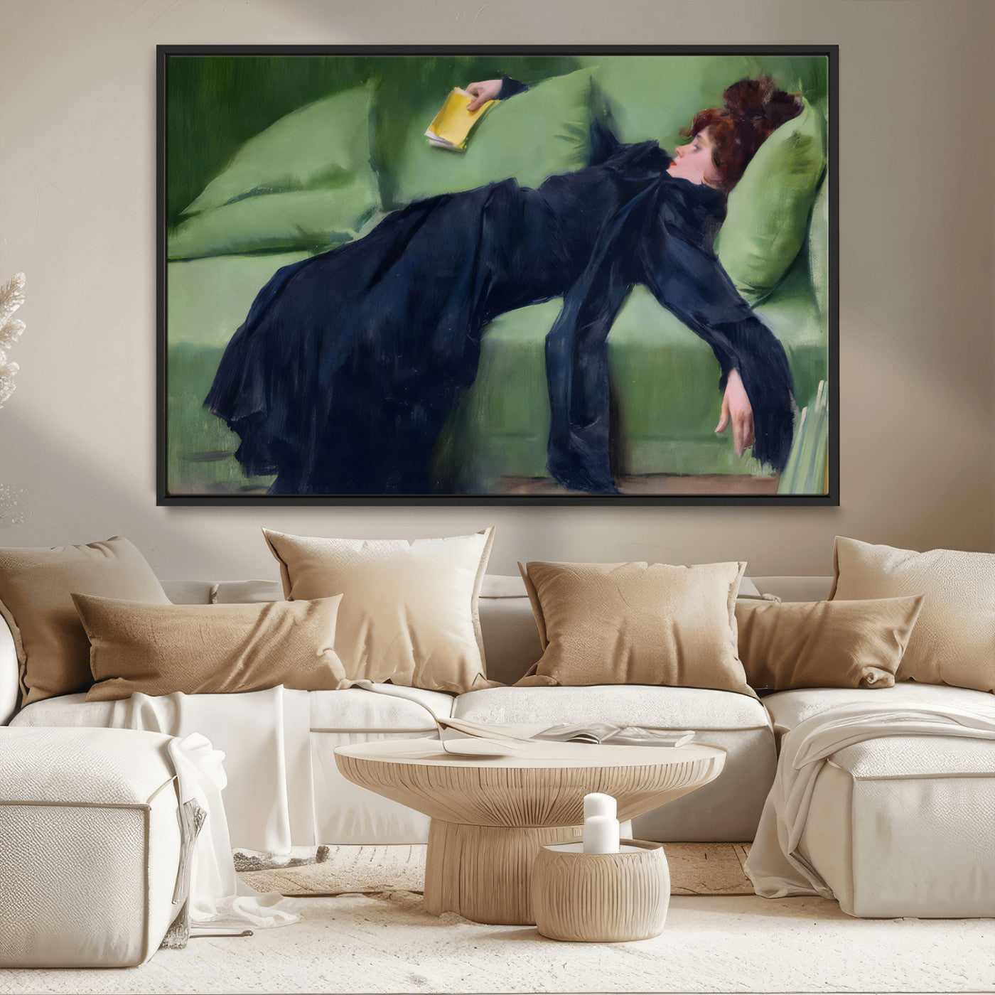 17725-MGV-CV-36X24-Decadent Girl by Ramon Casas Wall Art Canvas Print, Framed Decadent Girl Canvas Print