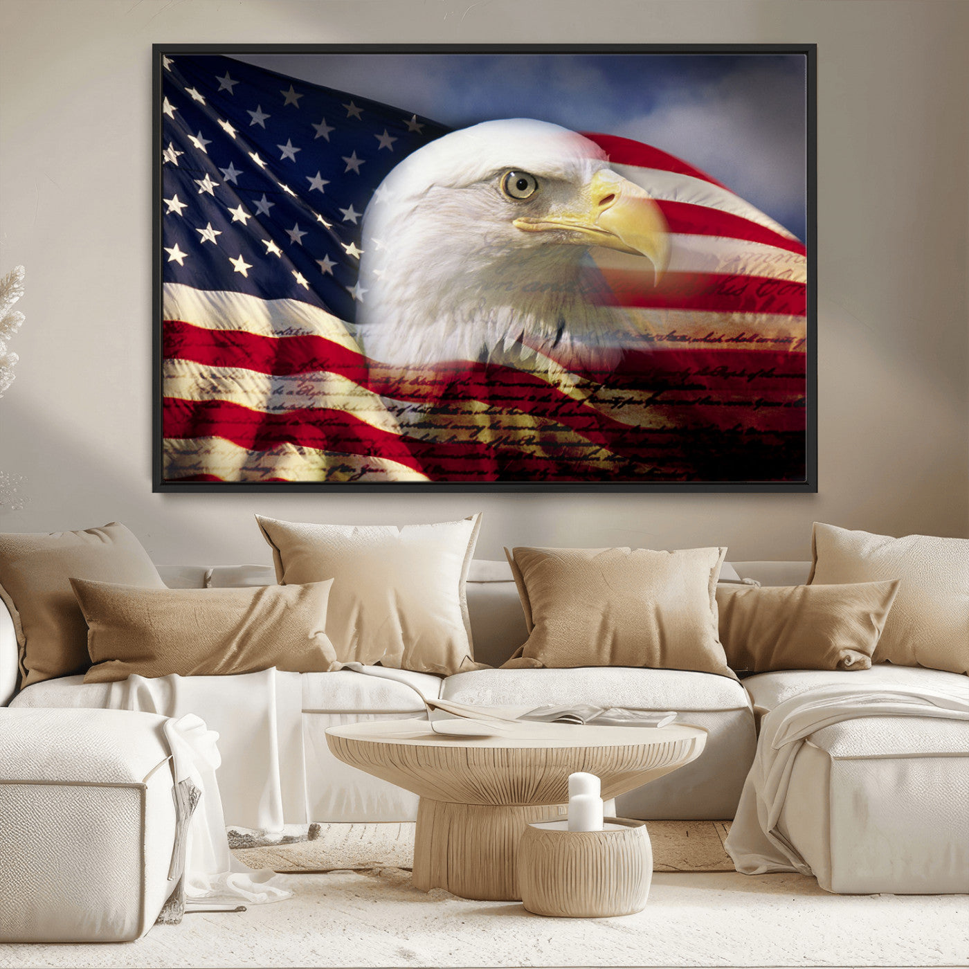 30313-MGV-CV-36X24-American Flag Eagle Symbol Wall Art, American Flag Eagle Wall Art Canvas Print