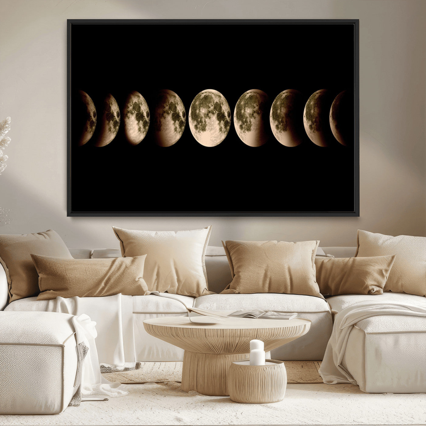 -Phases of the Moon Wall Art | Canvas Print for Modern Wall Decor | Ready to Hang and Framed