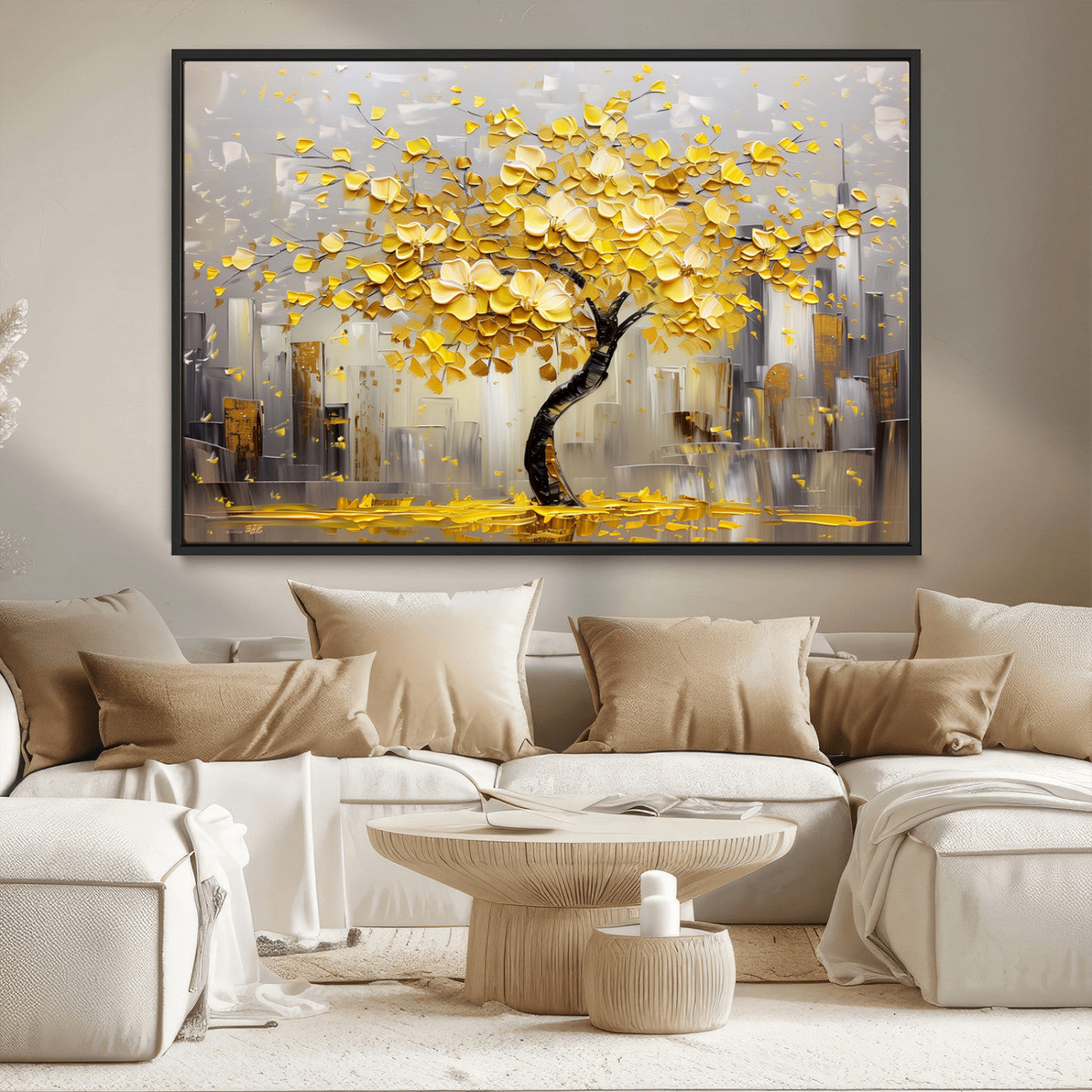 45538-MGV-CV-36X24-Golden Tree Canvas Print | Abstract Wall Art for Modern Homes | Ready to Hang Framed Artwork