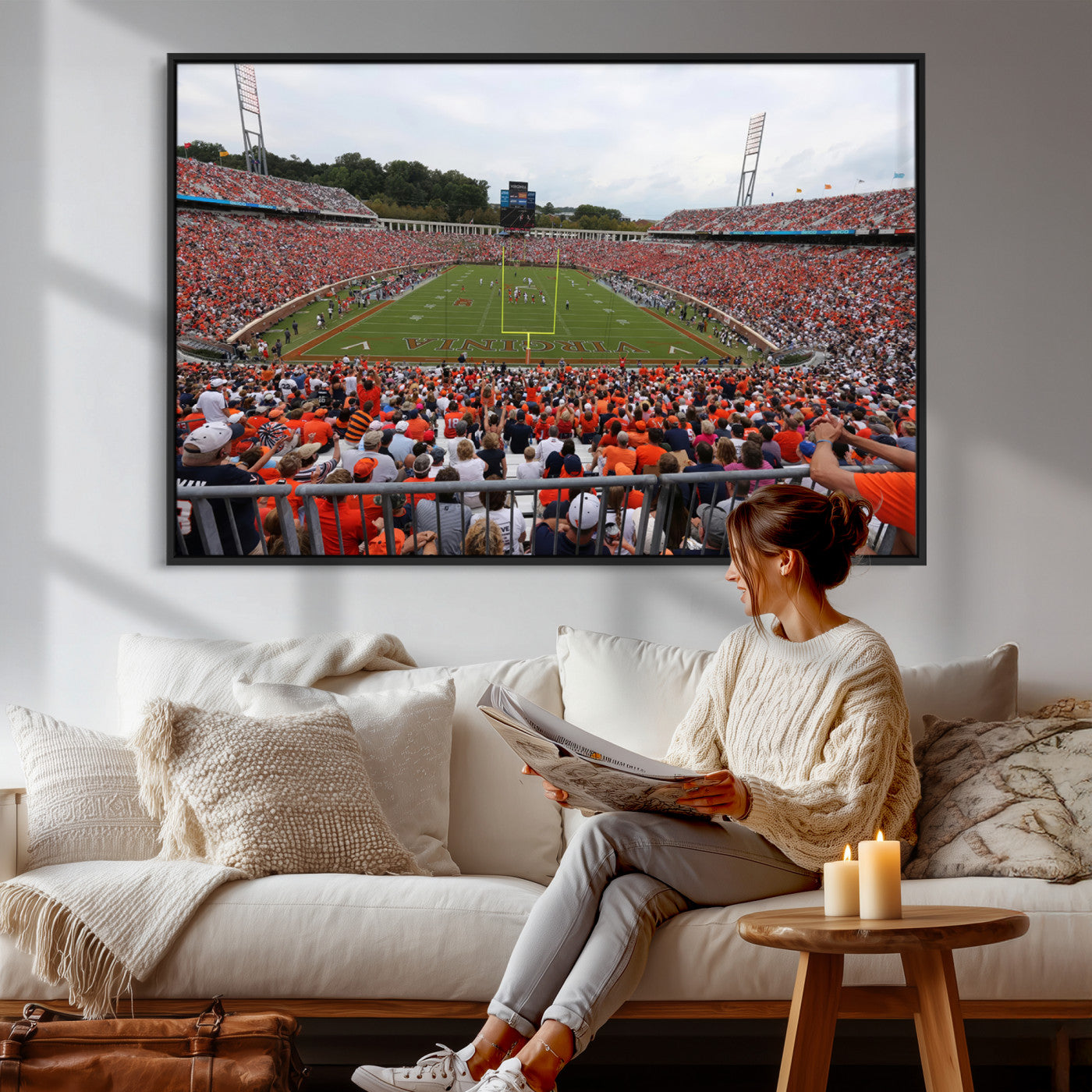 63606-MGV-CV-36X24 - Virginia Cavaliers Football Team Print - Charlottesville Scott Stadium Print Wall Art Canvas