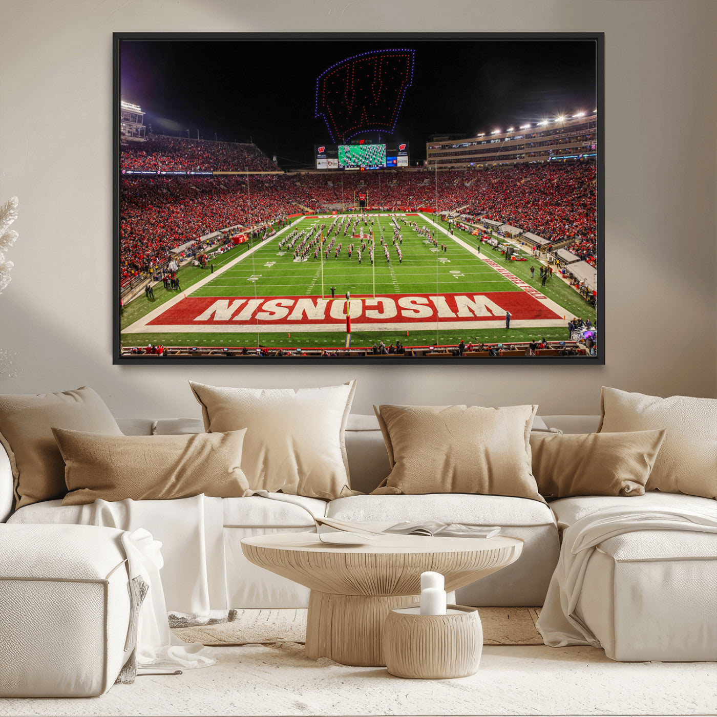 34125-MGV-CV-36X24-Wisconsin Badgers Football Team Print Canvas- Madison Camp Randall Stadium Wall Art Canvas Print