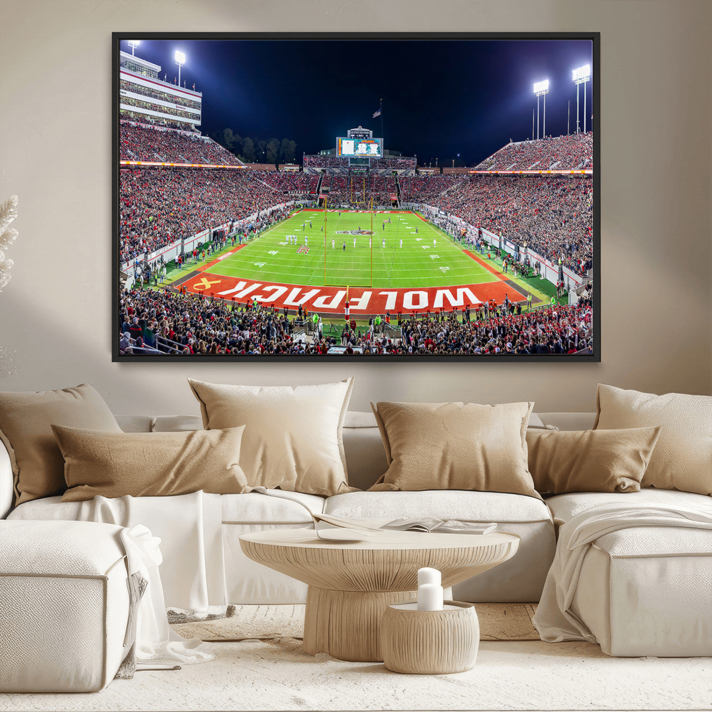 80943-MGV-CV-36X24-Wolfpack Football Team Print - Raleigh Carter-Finley Stadium Wall Art Canvas Print