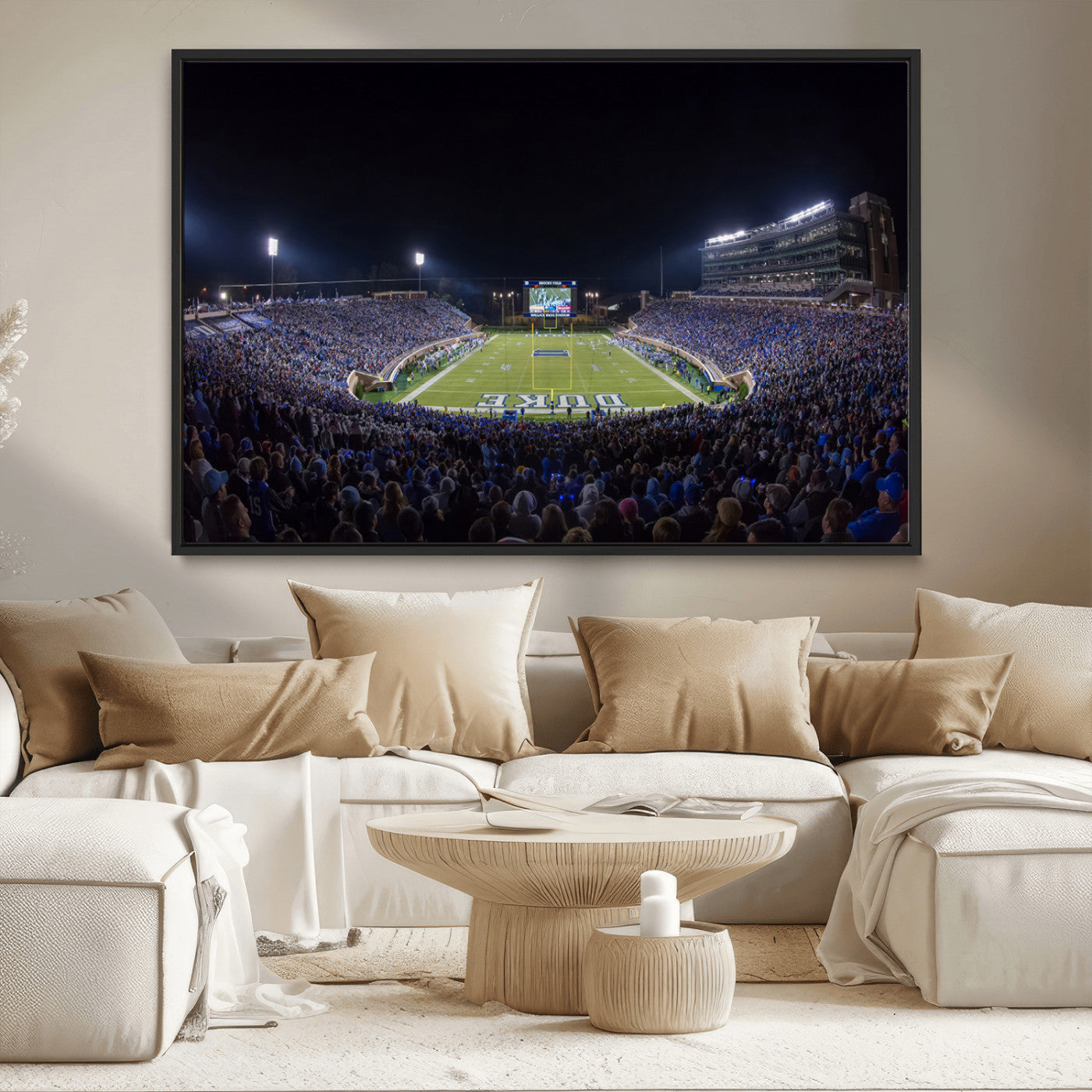 21070-MGV-FC-36X24_Black-Duke University Blue Devils Football Team Print - Durham Wallace Wade Stadium Wall Art Canvas Print