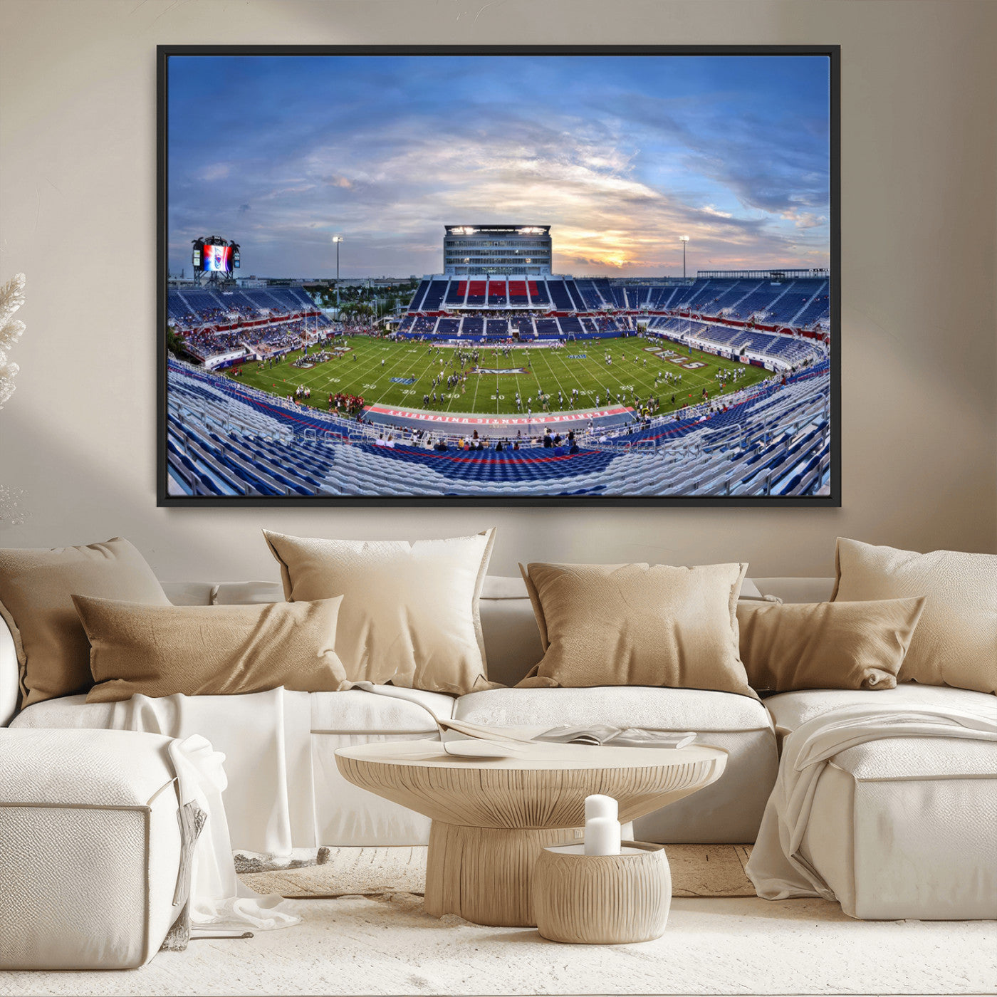 -Florida Atlantic University Owls Football Team Print - Boca Raton FAU Stadium Wall Art Canvas Print