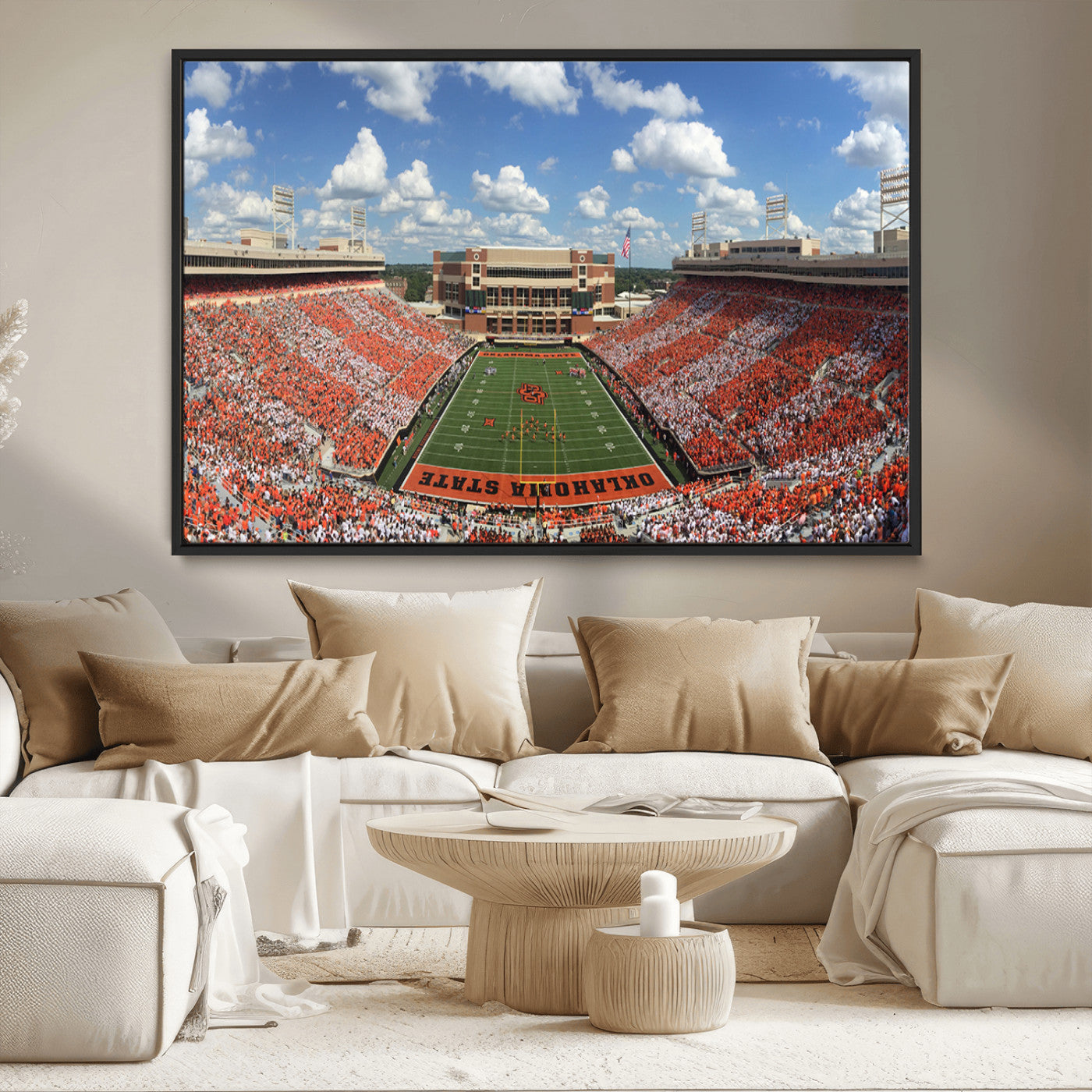 65192-MGV-CV-36X24-Oklahoma State Cowboys Football Team Print - Stillwater Boone Pickens Stadium Wall Art Canvas Print