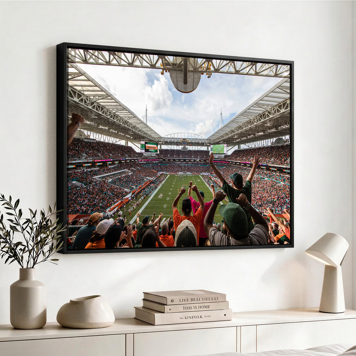 66239-PAN-FL-20X10 - Miami Hurricanes Football Team Wall Art Print - Miami Hard Rock Stadium Wall Art Canvas Print