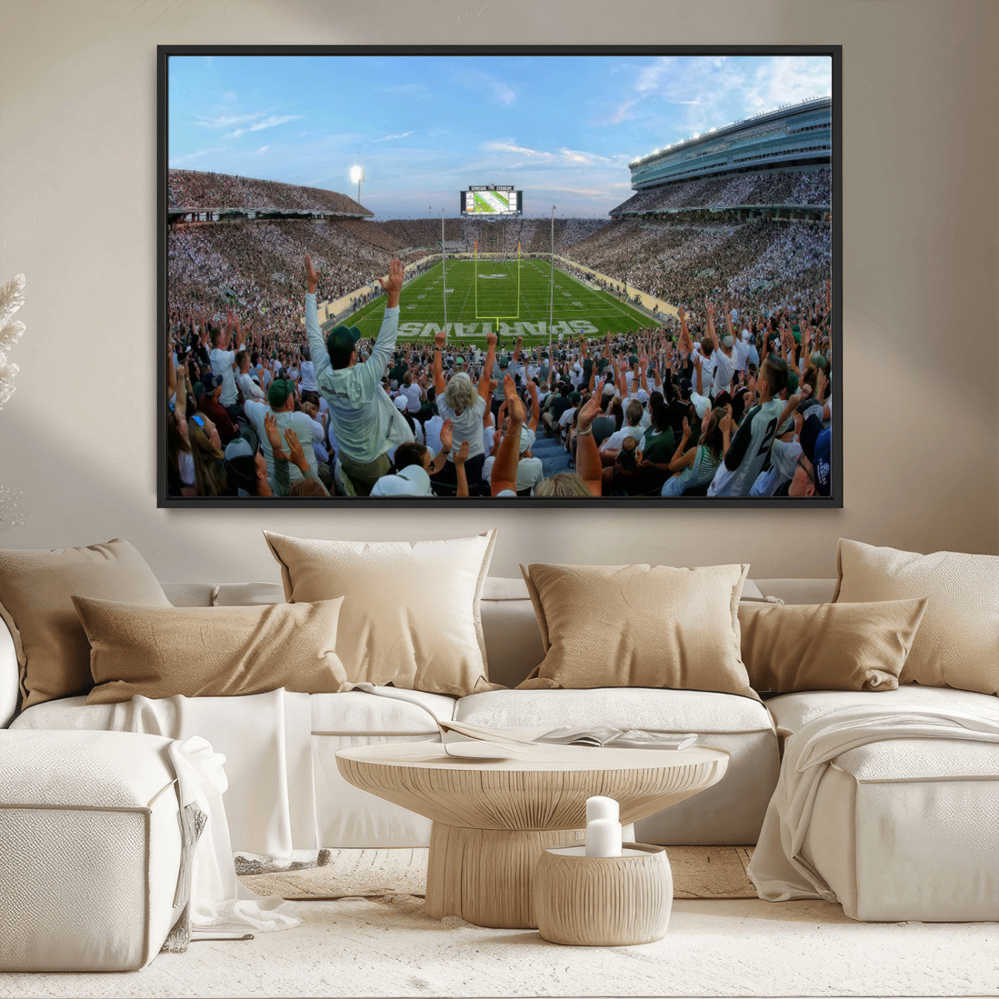 -Michigan State Spartans Football Team Art Print - East Lansing Spartan Stadium Wall Art Canvas Print