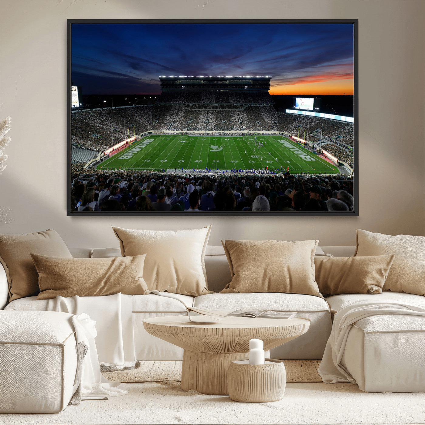 -Michigan State Spartans Football Team Print - East Lansing Spartan Stadium Canvas Print
