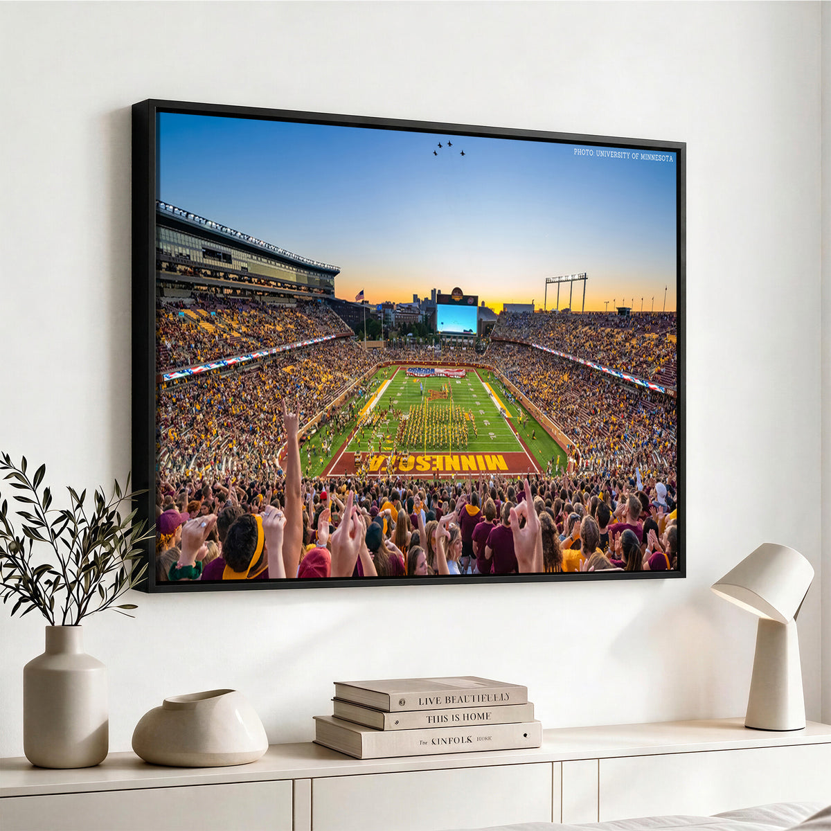 63452-PAN-FL-20X10 - University of Minnesota Golden Gophers Football Team Print - Minneapolis Huntington Bank Stadium