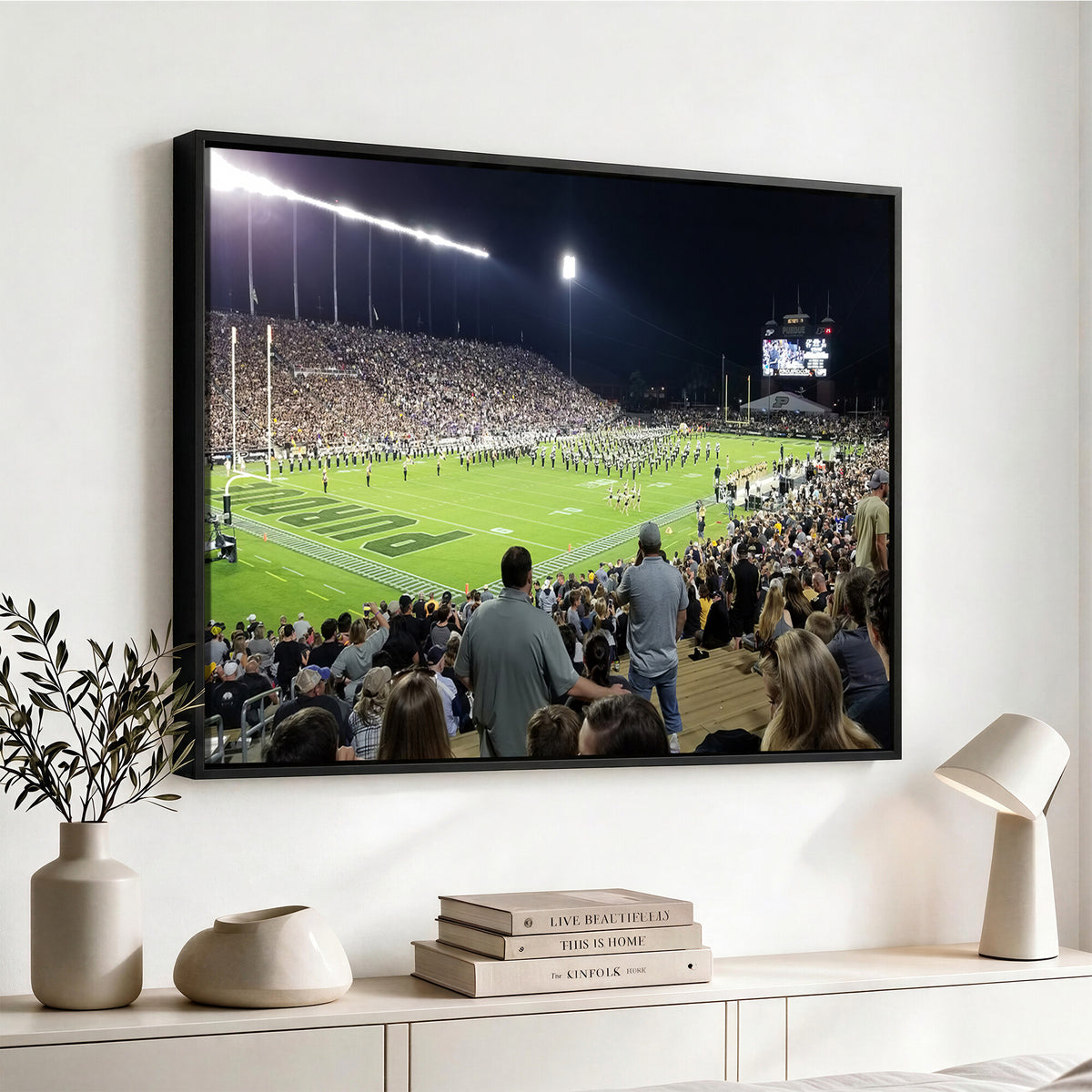 56796-PAN-FL-20X10 - Purdue University Boilermakers Football Team Print - West Lafayette Ross-Ade Stadium Wall Art Canvas