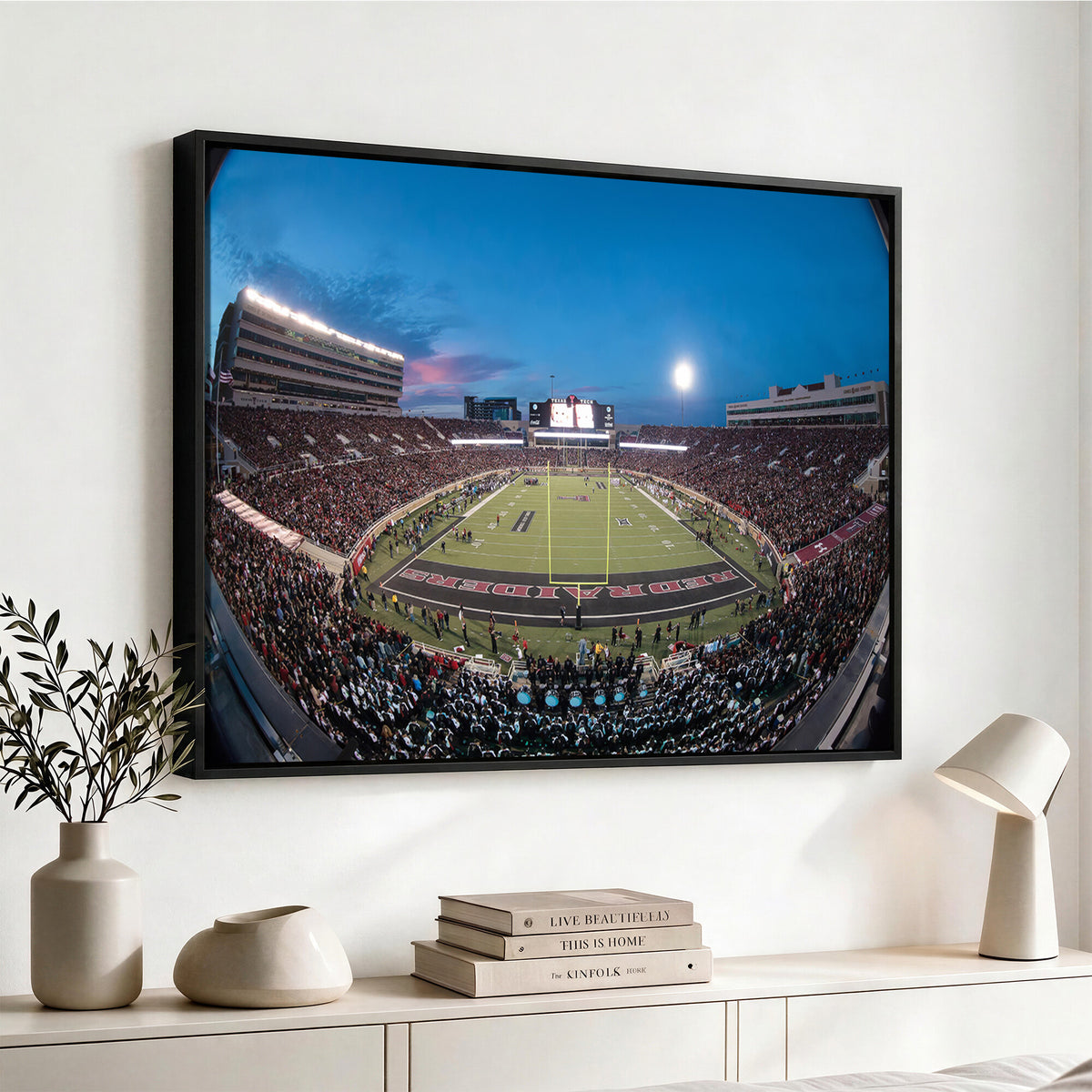 60763-PAN-FL-20X10 - Texas Tech Red Raiders Canvas, Framed Football Team Print - Lubbock Jones AT&T Stadium Wall Art